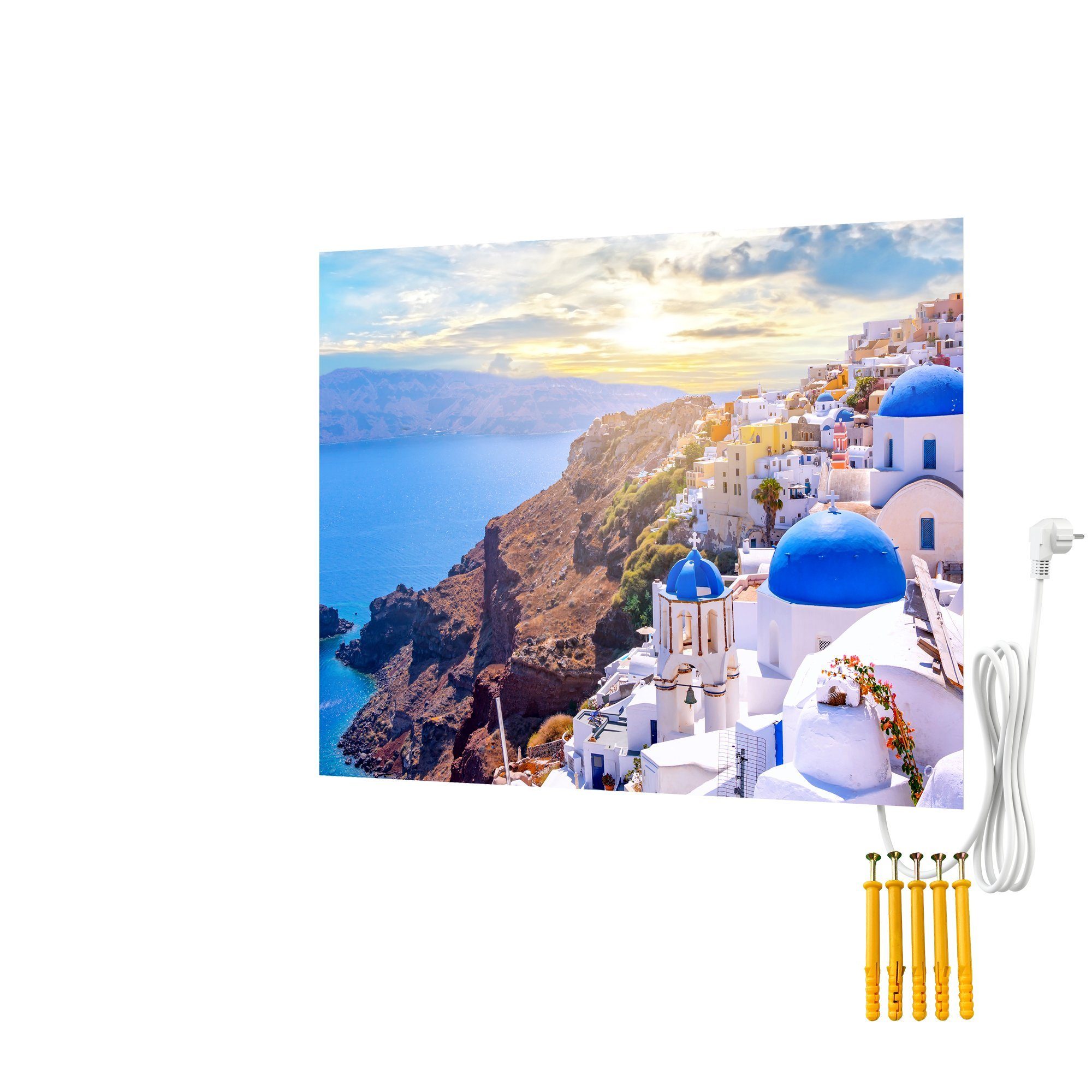 Bringer Infrarotheizung Bildheizung, Rahmenlose Bild Infrarotheizung, Motiv: Santorini, Griechenland