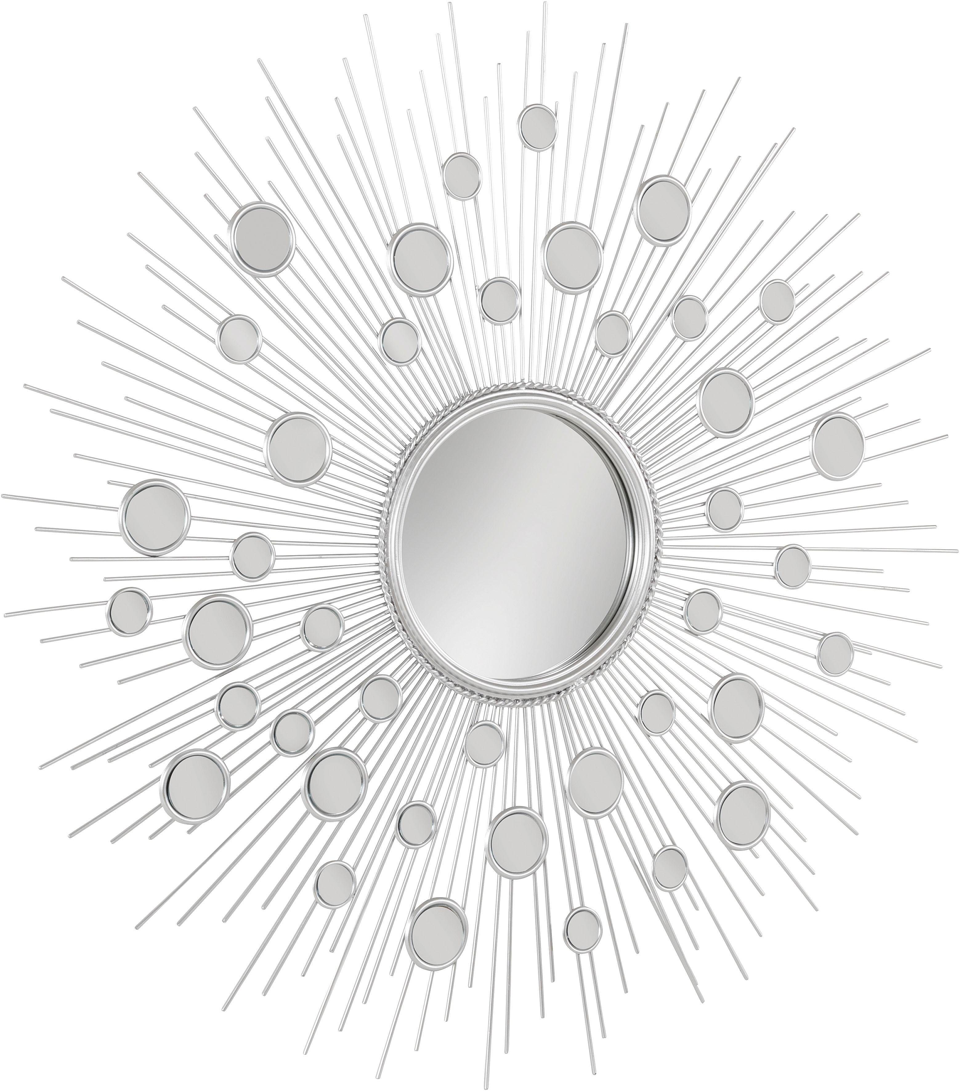 Spiegel, Rahmen Ø Dekospiegel Wandspiegel, aus silber, Leonique cm, Metall rund, 81 Sonne,