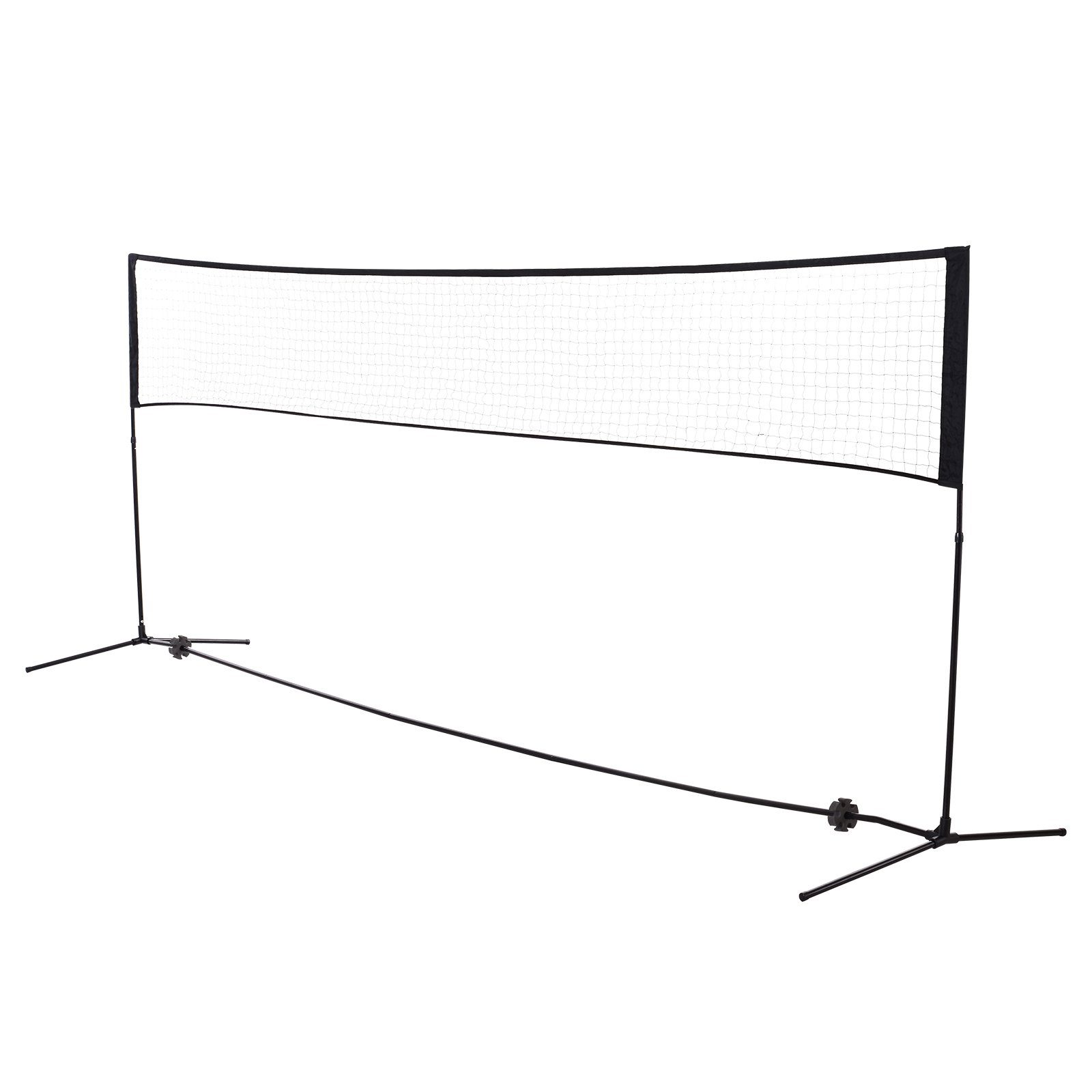 HOMCOM Badmintonnetz Set Höhenverstellbar Volleyballnetz, Metall Polyester Schwarz (Set, 1-St., faltbares Tennisnetz mit Badmintonschläger 94,158H cm), W400 x D103 cm