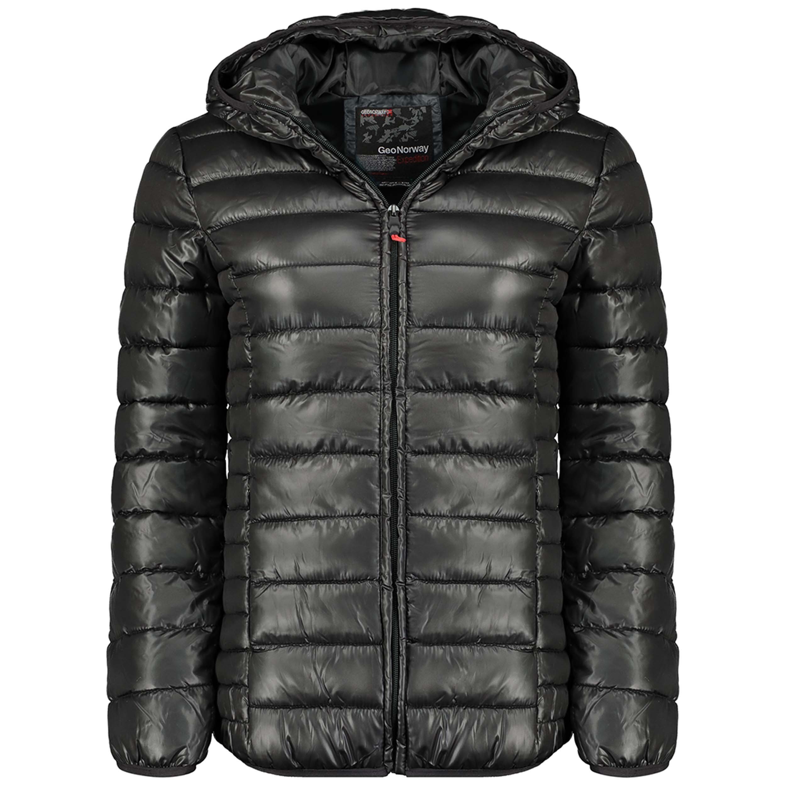 Übergangsjacke, leichte kurz Steppjacke Annecy Schwarz mit Kapuze, Geographical Norway