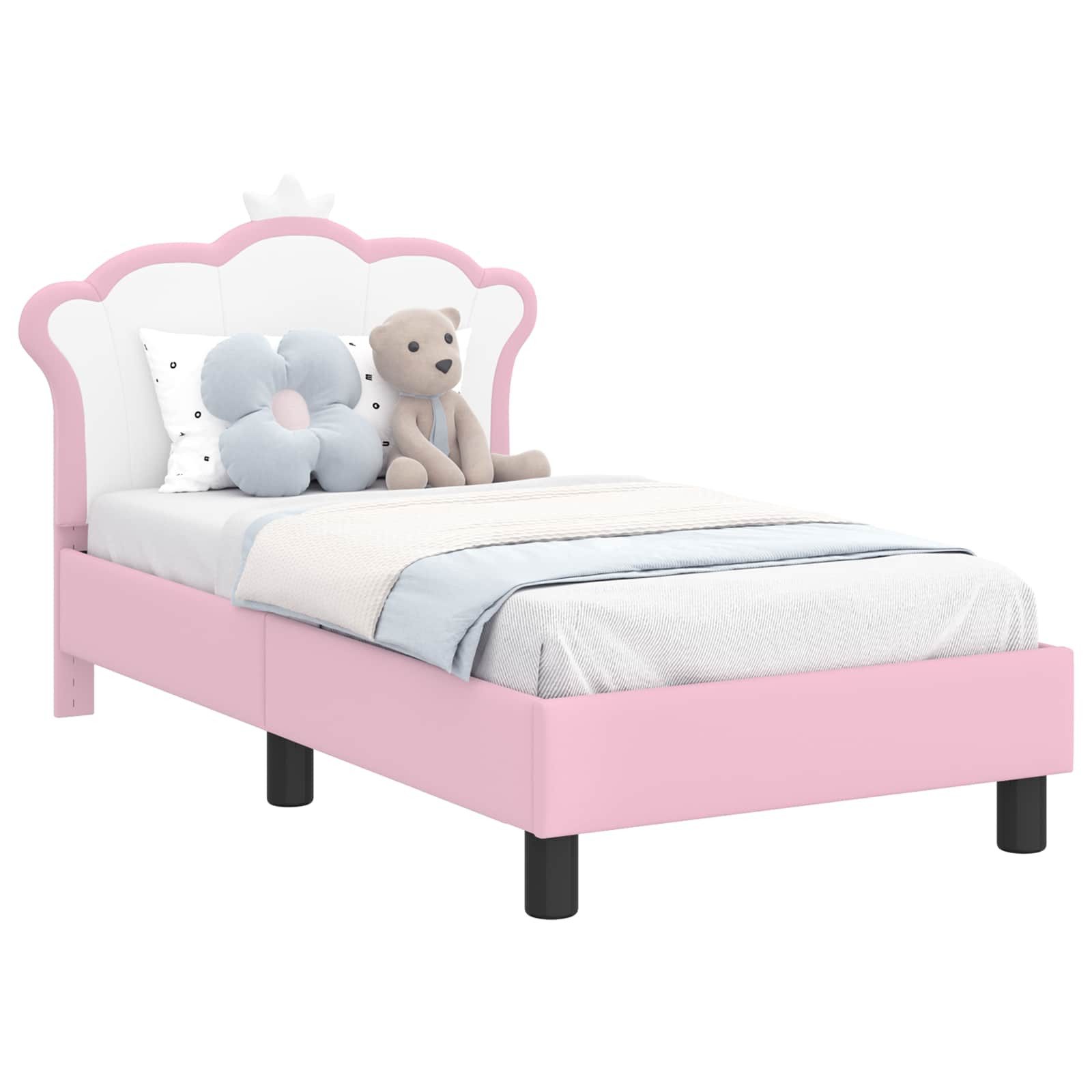 vidaXL Bett Kinderbettgestell mit Kopfteil Rosa 70 x 140 cm PU (1-tlg)