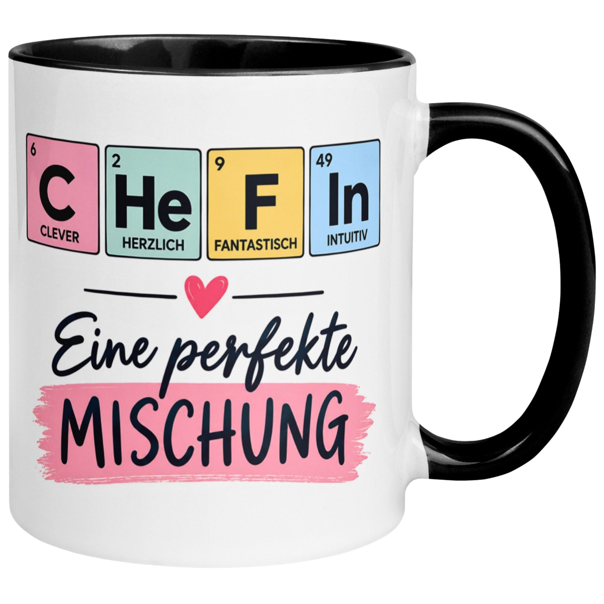 Momentals Tasse Abschiedsgeschenk Chefin – „Clever Herzlich Fantastisch Intuitiv“, Gratis Versand · Links-&Rechtshänder · Spülmaschinenfest