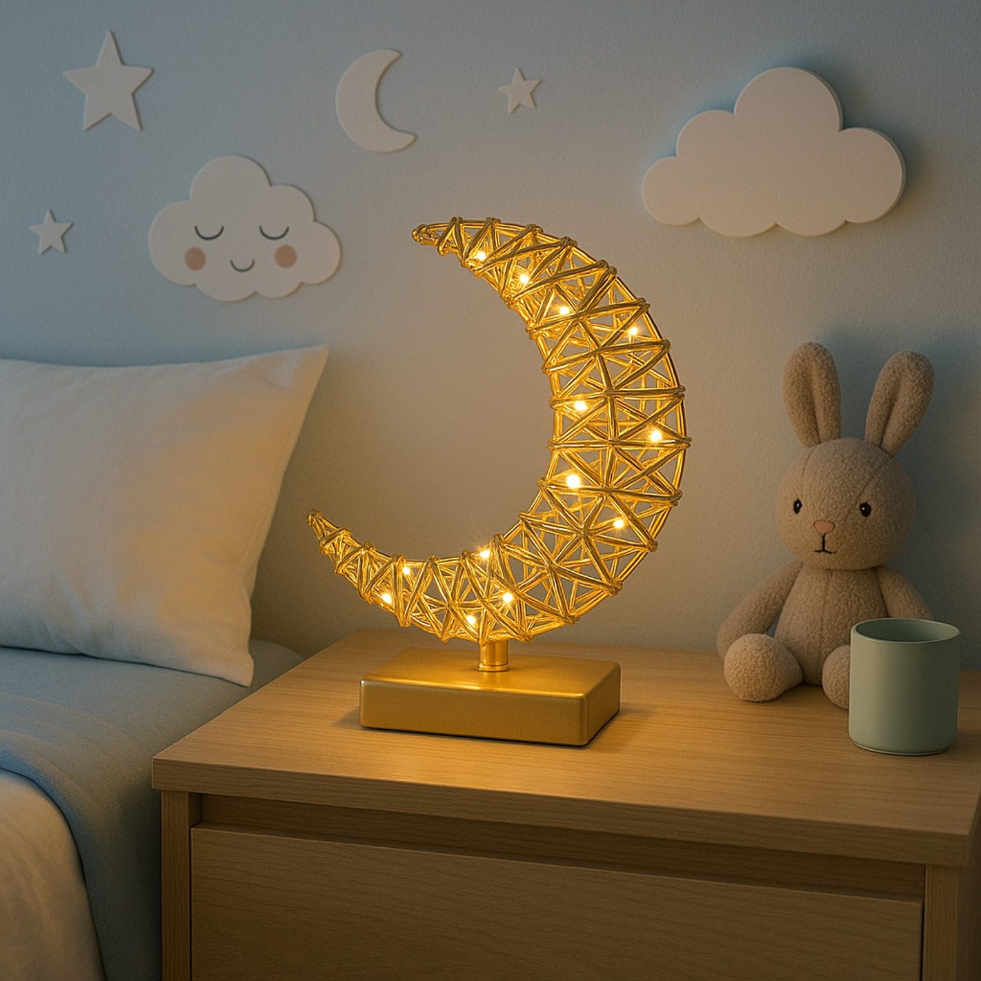 I.GE.A. LED-Dekofigur LED-Dekoobjekt Mond (1 St), Dekofigur Metall Gold war günstig online kaufen