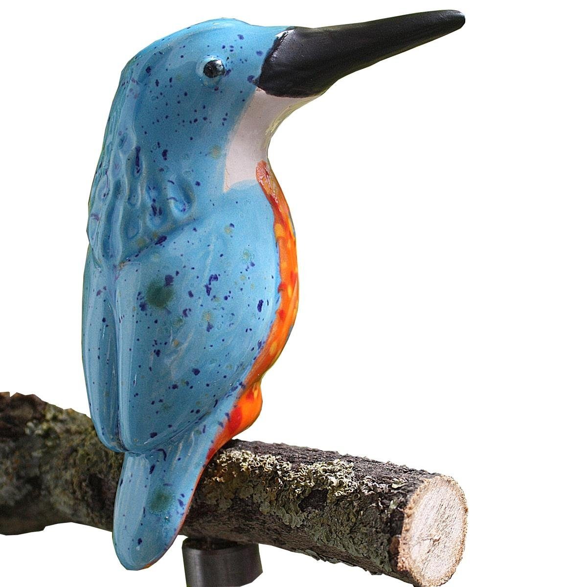 Tangoo Gartenfigur Tangoo Keramik-Eis-Vogel türkis, blau gepunktet auf Stab mit Ast, (Stück)