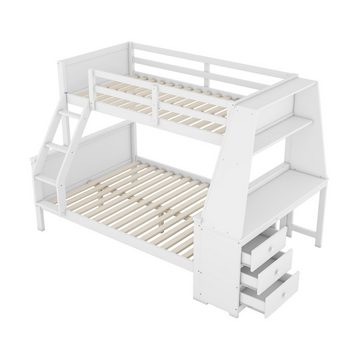 MODFU Etagenbett ausgestattet mit Tisch, großer Stauraum, hohes Geländer (Kinderbett 90*200cm140*200cm), ohne Matratze