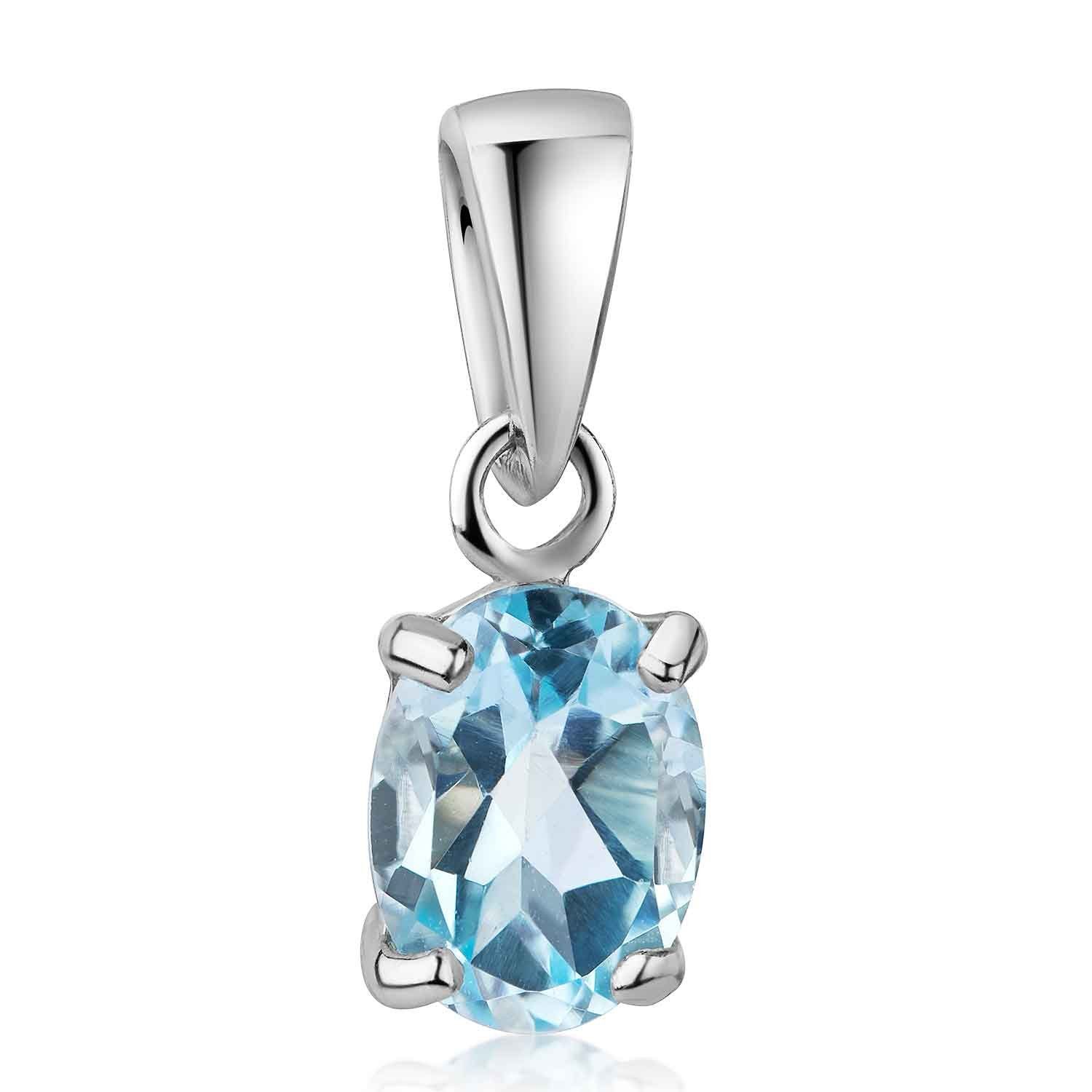 Materia Kettenanhänger Blautopas Anhänger Edelstein oval KA-204, 925 Sterli günstig online kaufen