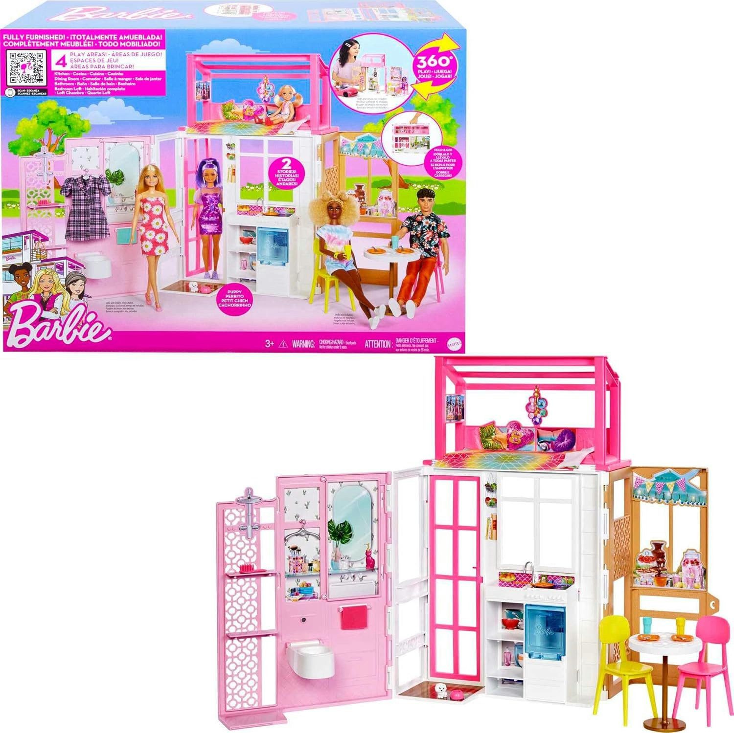 Mattel® Anziehpuppe Barbie 2-stöckiges möbliertes Spielhaus günstig online kaufen