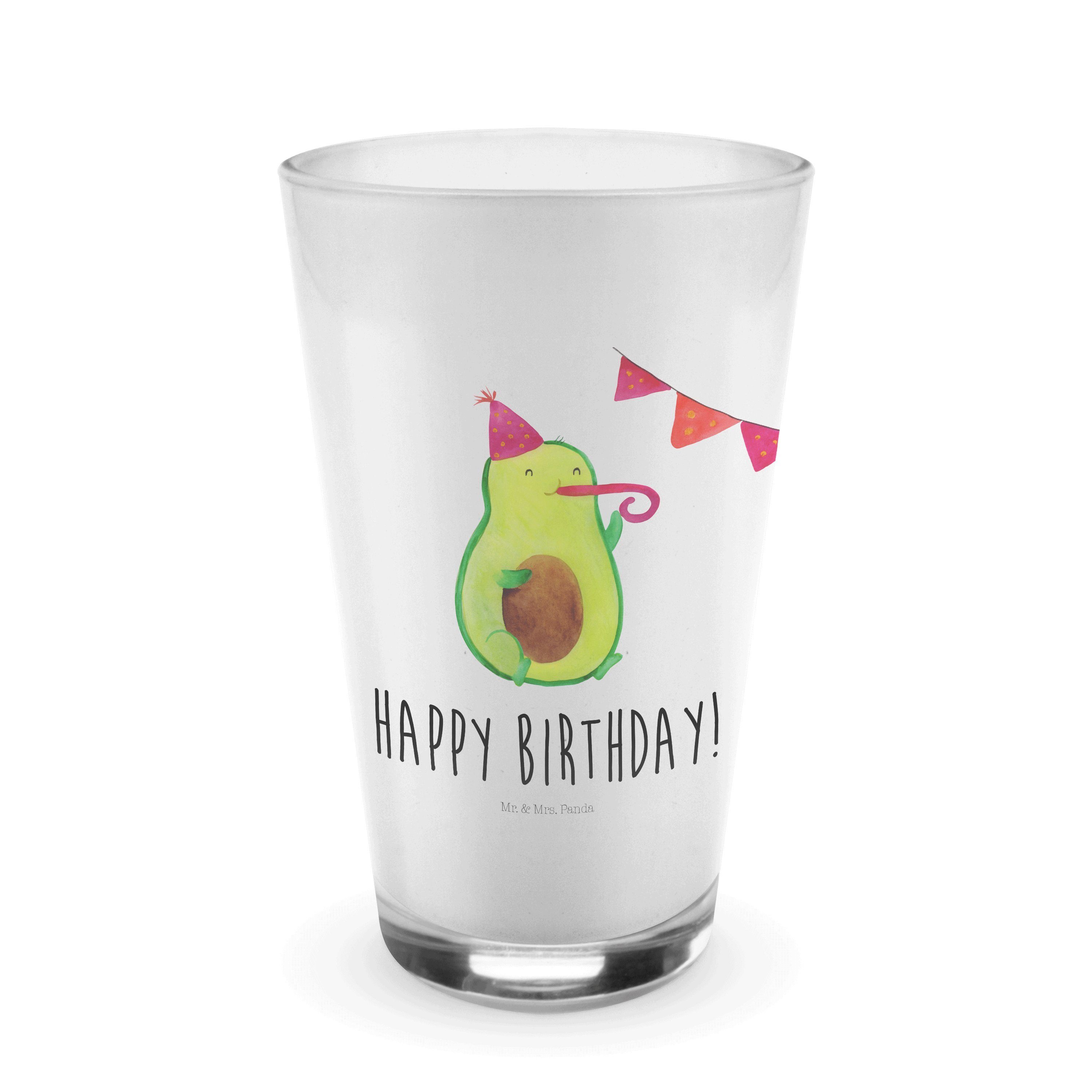 Mr. & Mrs. Panda Glas »Avocado Birthday Transparent Geschenk