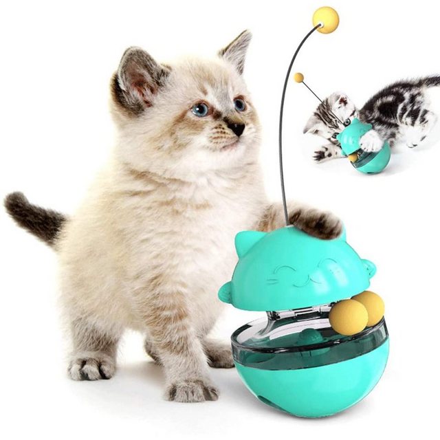 Einemgeld Katzen-Futterspender Interaktives Katzenspielzeug, für Langsam Fütterung Training, Blau