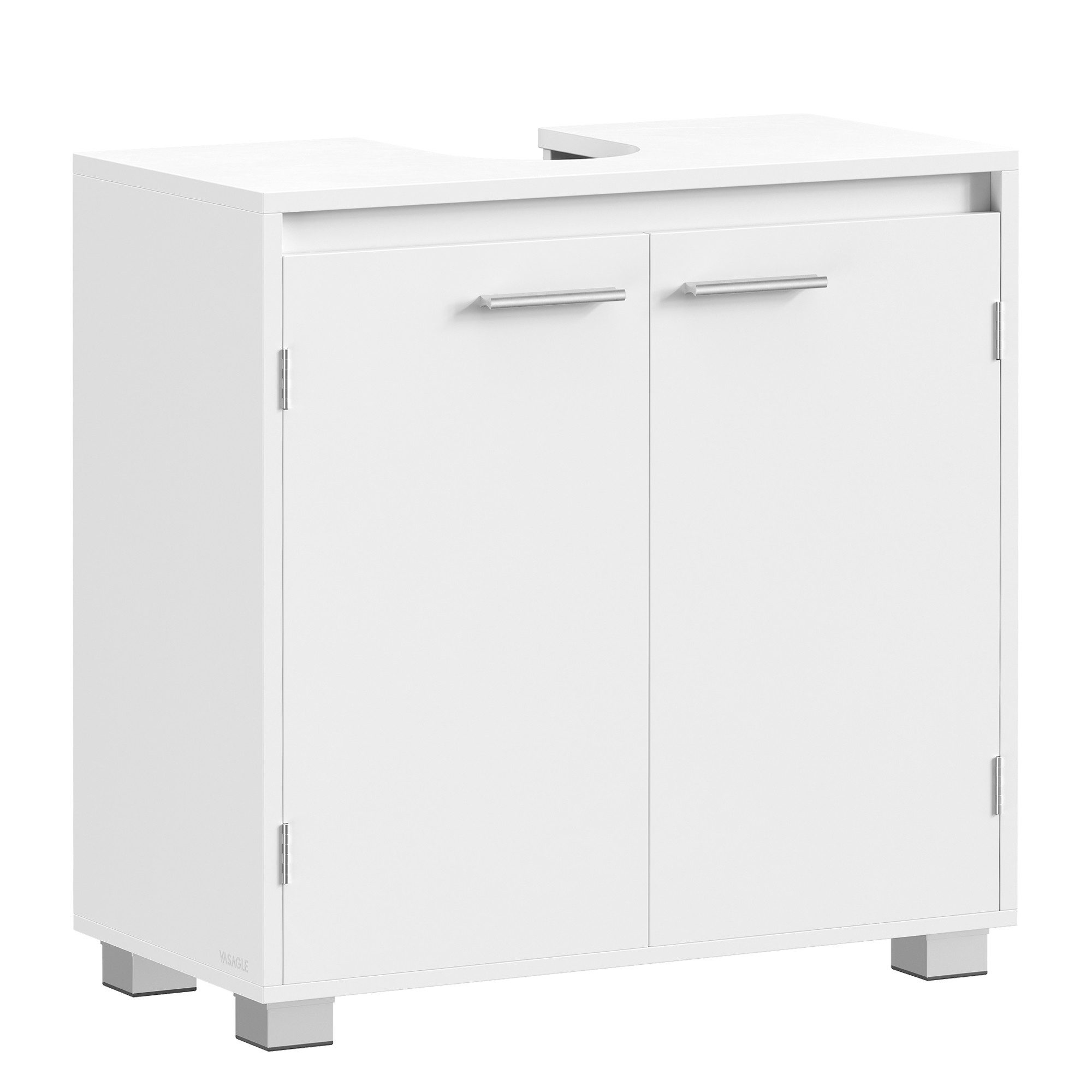VASAGLE Waschbeckenunterschrank Badezimmerschrank, für Waschbecken ohne Säule, 2 Fächer hinter den Türen, mit Füßen