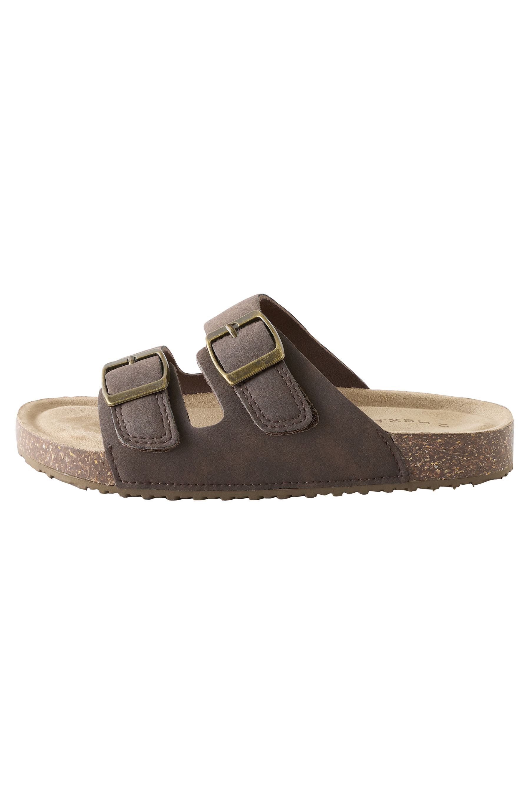Slider-Sandalen mit Kork-Fußbett Badepantolette