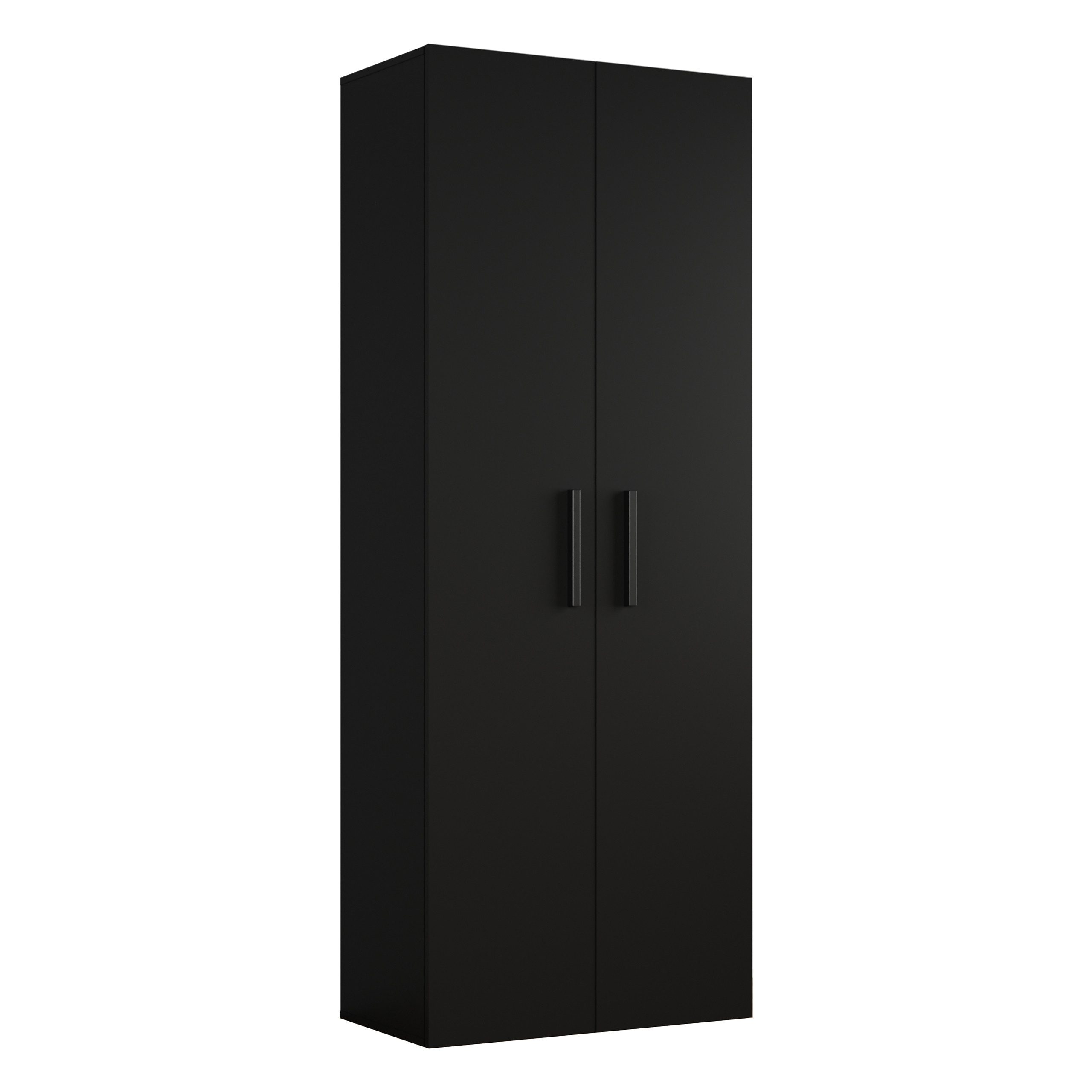 Masseno Garderobenschrank MODULO 80 x 204 cm Flurmöbel Garderoben-Set mit 2 Türen Schwarz