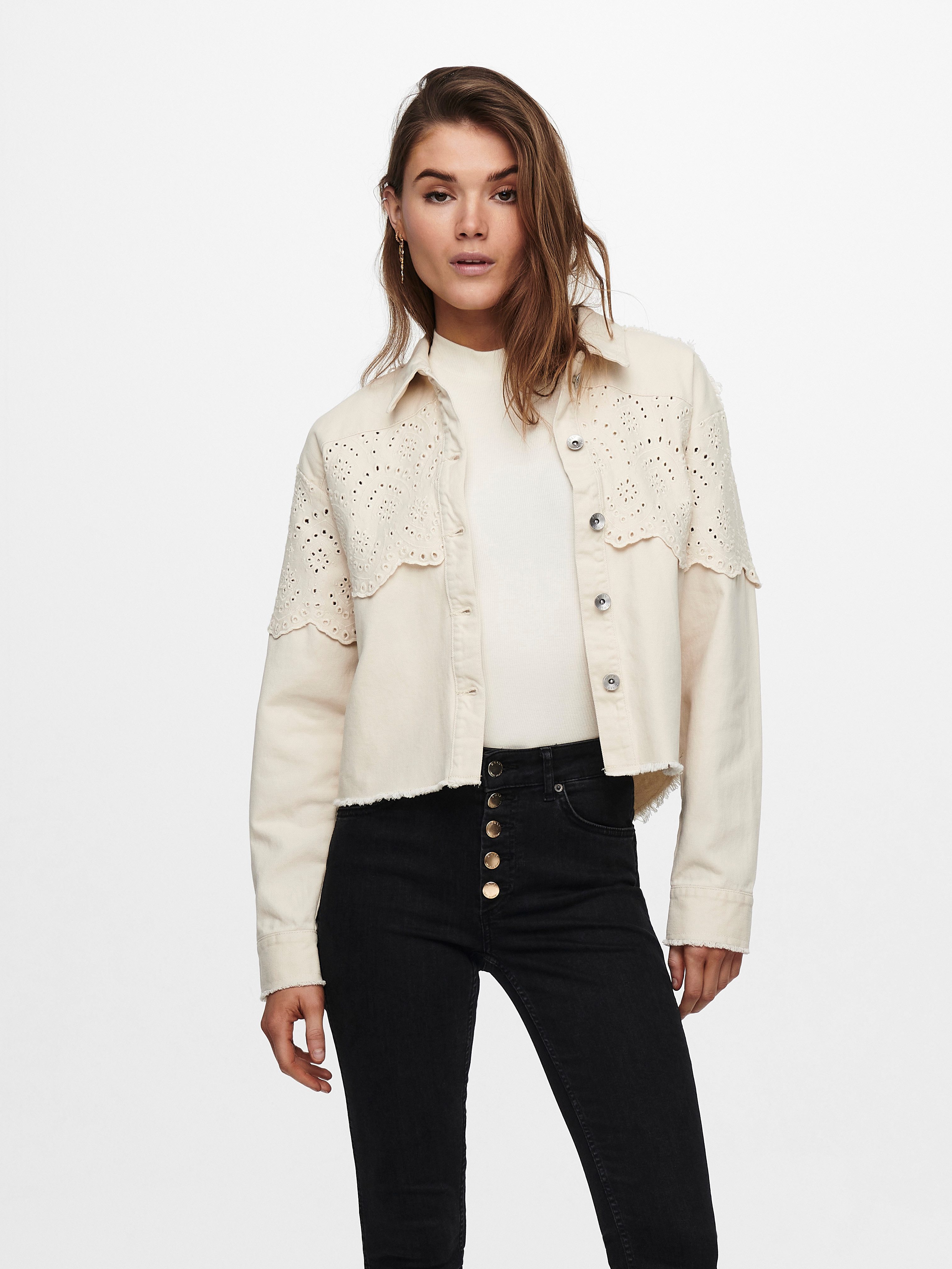 ONLY Kurzjacke ONLELENA CROCHET JACKET NC OTW mit hochwertiger Lochspitze günstig online kaufen