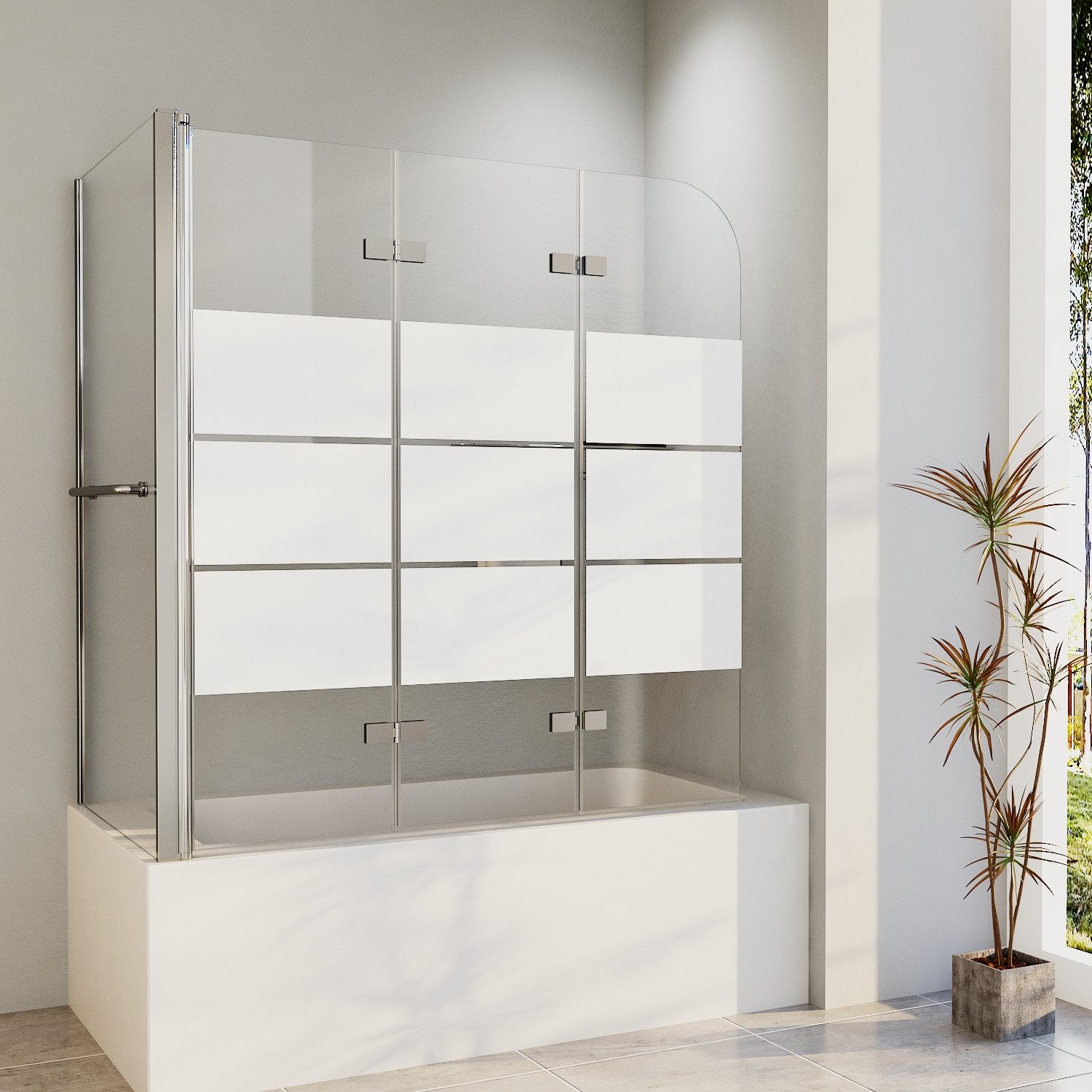 Hopibath Duschwand für Badewanne 3 teilig mit 70cm 75cm Seitenwand, 6mm Ein günstig online kaufen