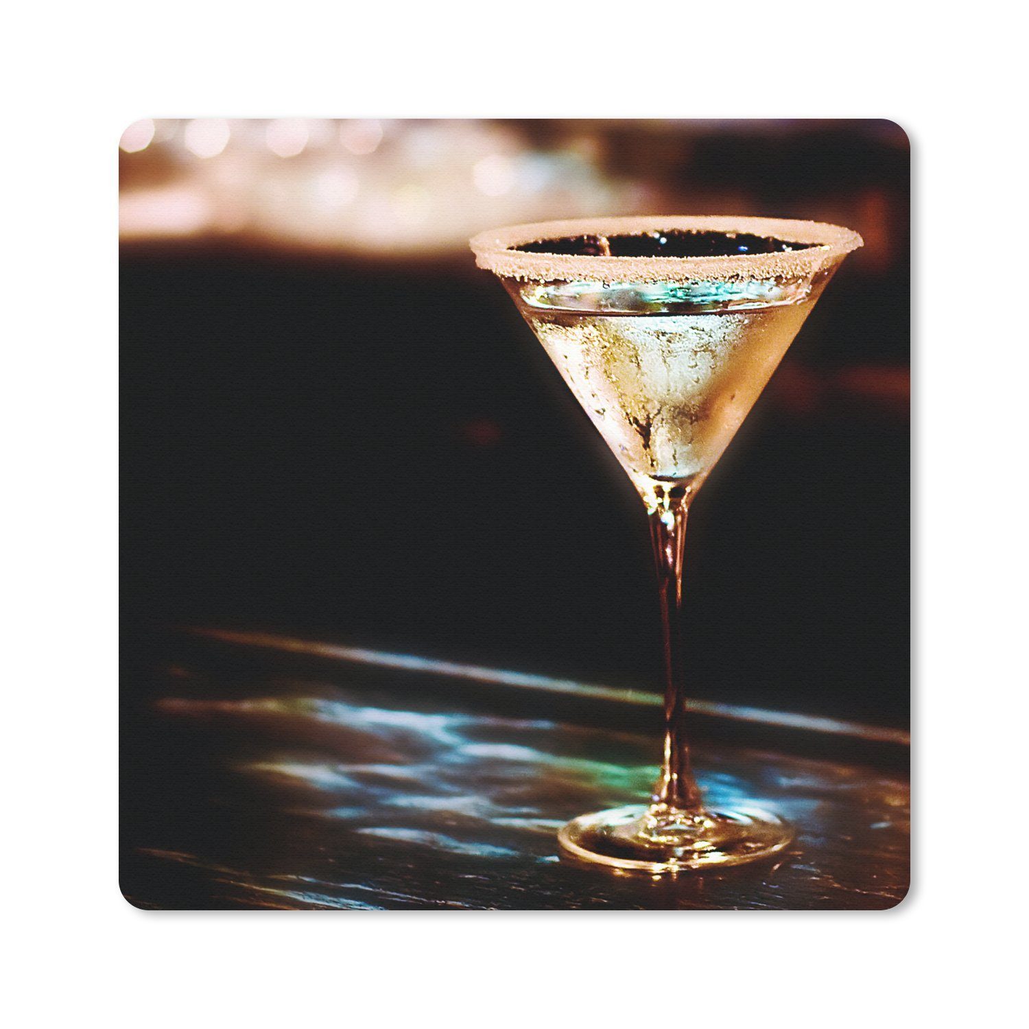 MuchoWow Mauspad Martini-Glas mit Martini auf einer schwarzen Bar (1-St),  Gaming, Mousepad, Büro, 20x20 cm, Mausunterlage