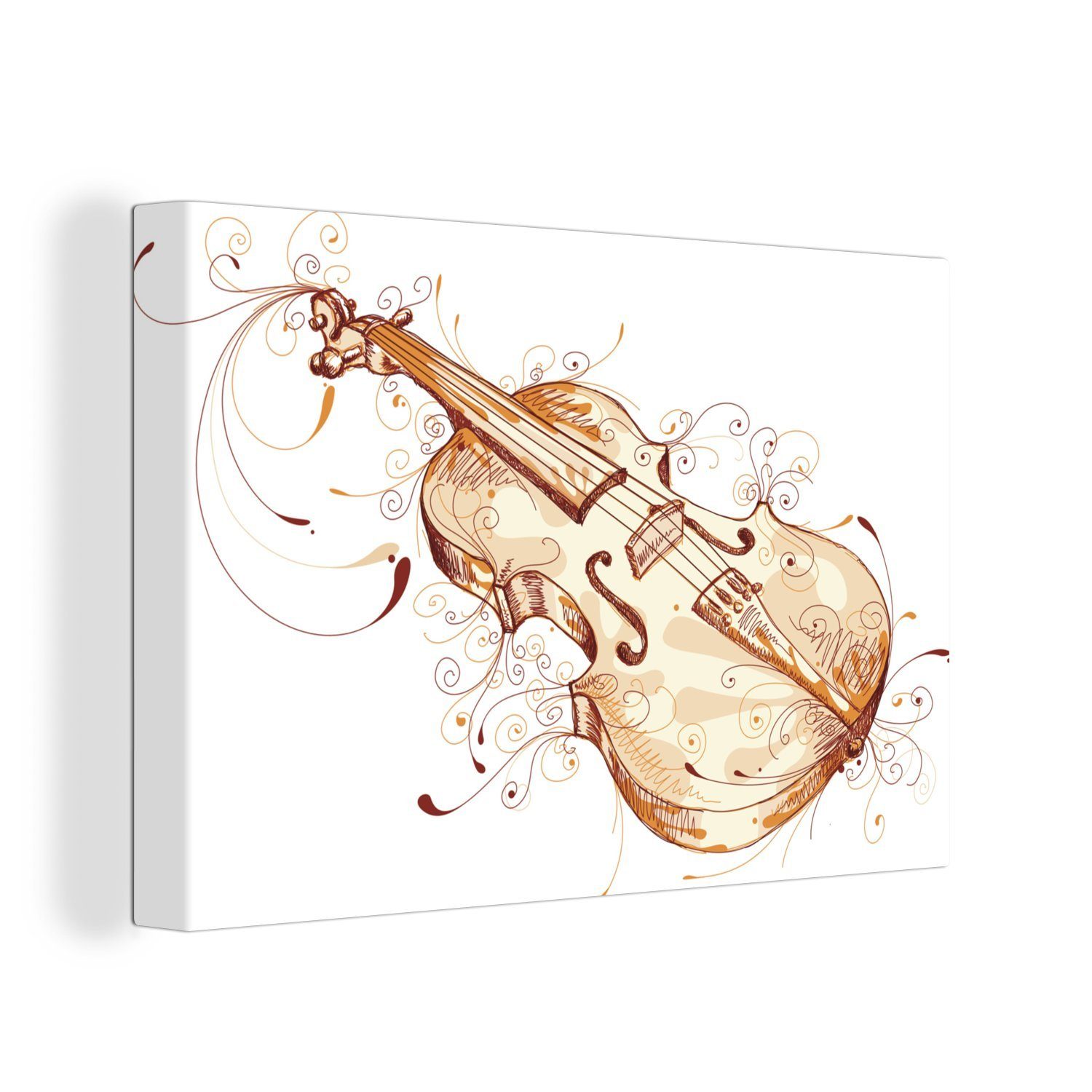 OneMillionCanvasses® Leinwandbild Illustration einer gezeichneten Geige, (1 St), Wandbild Leinwandbilder, Aufhängefertig, Wanddeko, 30x20 cm