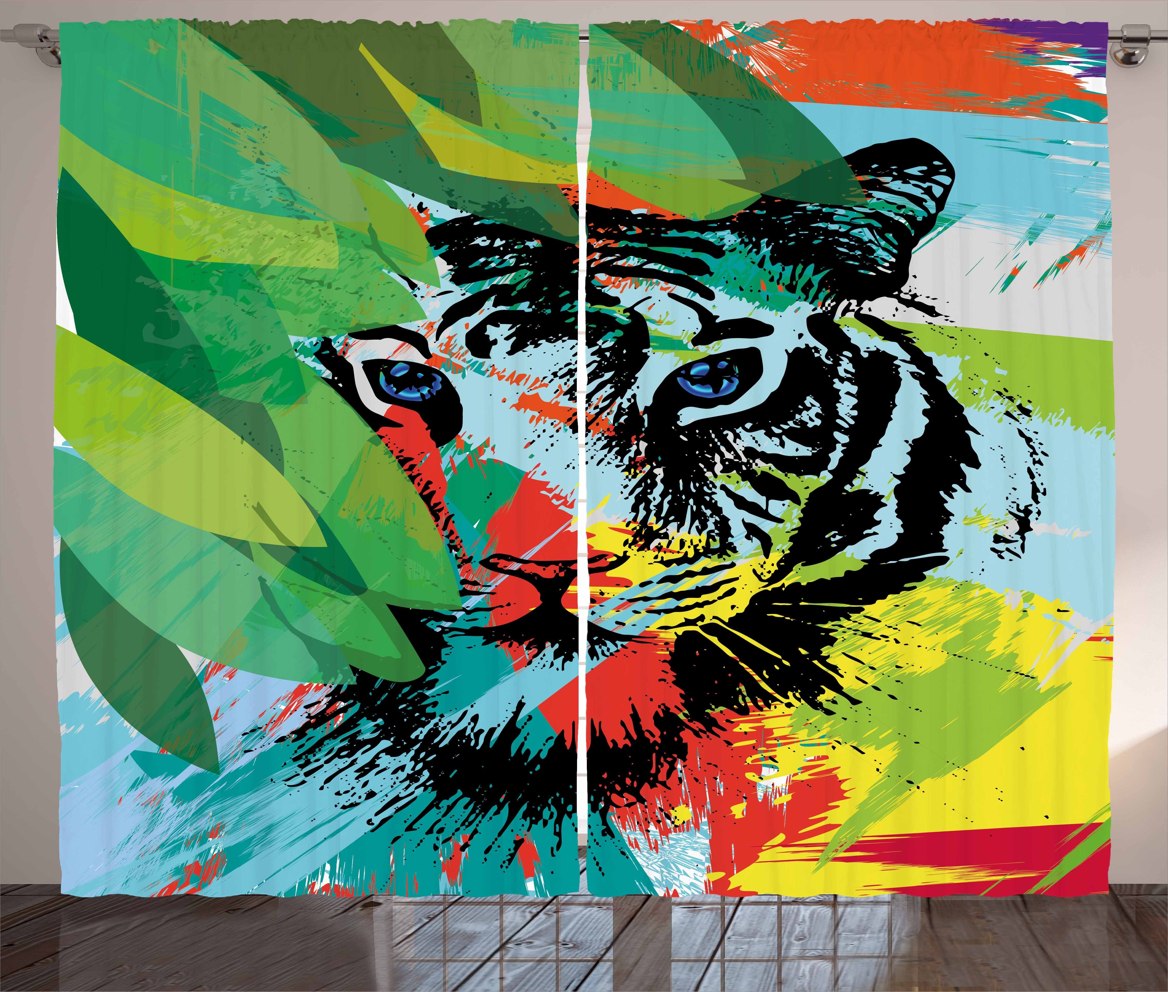 Tiger Tiger Schlaufen Haken, Vorhang Schlafzimmer mit Abakuhaus, Kräuselband Zusammenfassung und Gardine Bengal