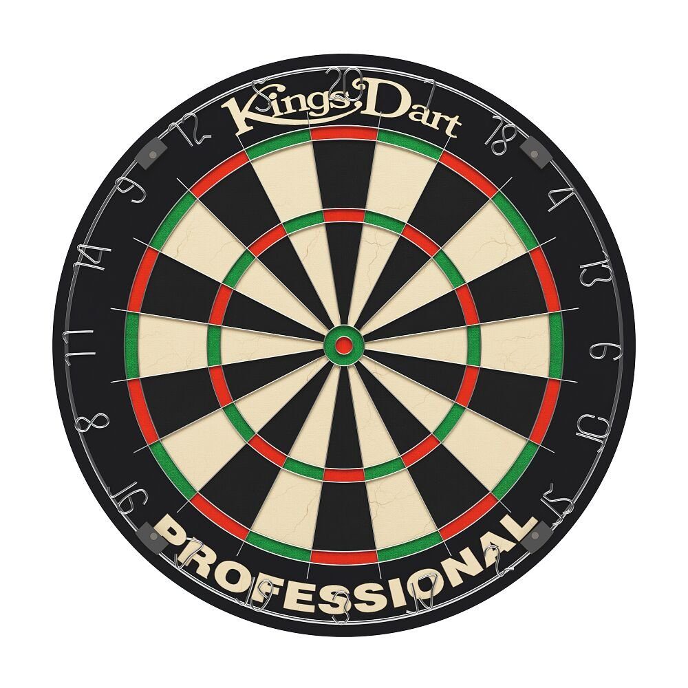 Kings Dart Dartscheibe Dart-Set Vision besonders Professional Pro, Dartscheibe (Zahlenring Schwarz LED Sisalborsten Metall), langlebig durch