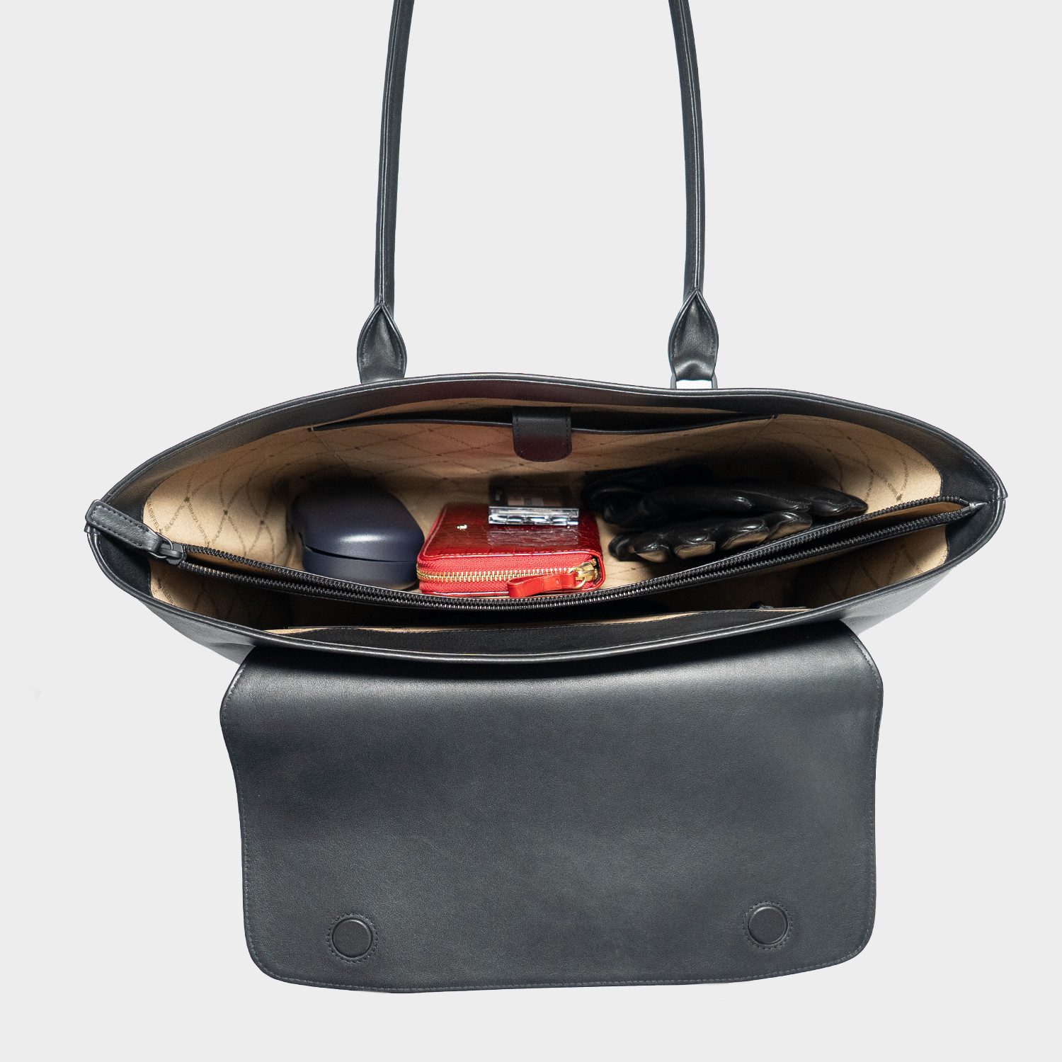 Braun Büffel Handtasche KAROLINE SIGNATURE Tote Large schwarz