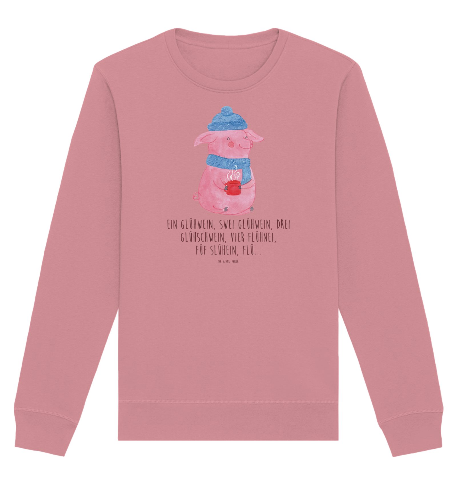 Longpullover Schweinchen Glühwein Größe M - Canyon Pink - Geschenk, Weihnachten, P
