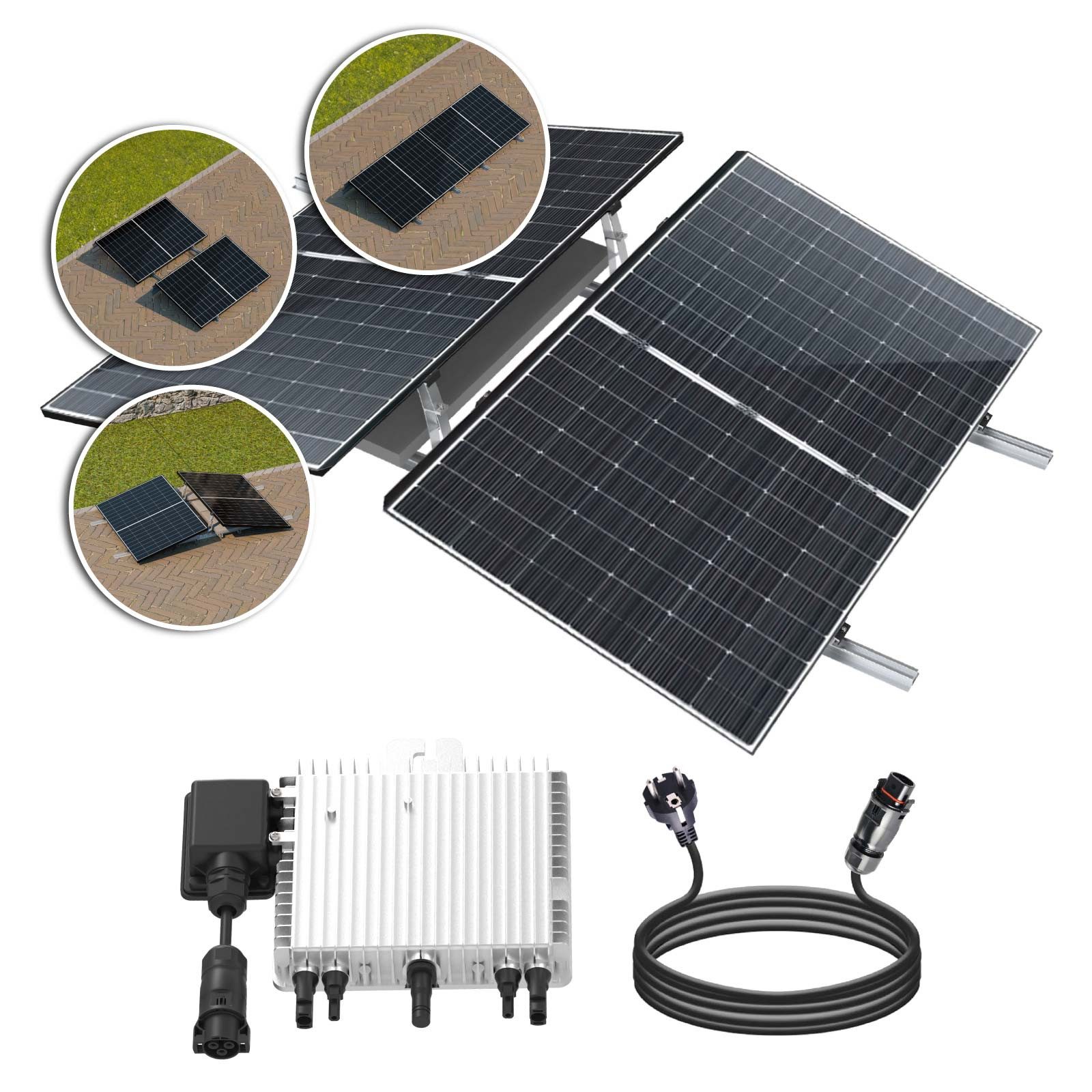 Stegpearl Balkonkraftwerk 880W/1760W Bifaziales Balkonkraftwerk Komplettset PV-Halterung, 880,00 W, Bifazial-Zellen, (DEYE 800W WIFI Wechselrichter), Smart Mini PV-System für Ost-West- und Südausrichtung und Flachdach