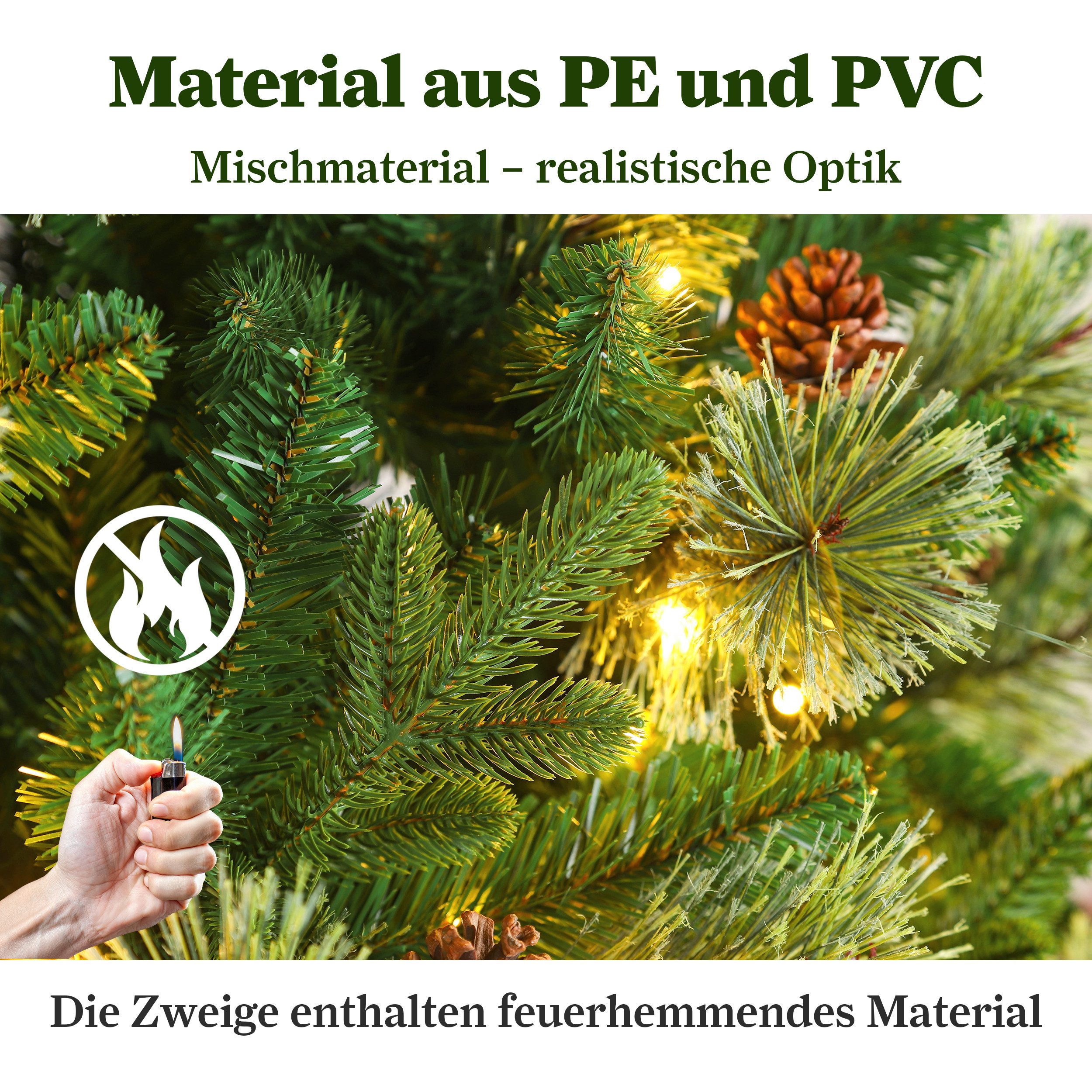 Gartenpirat Künstlicher Weihnachtsbaum BonTree Tanne 210 Cm – Mit Holzständer Und Aufbewahrungstasche, Ohne Beleuchtung