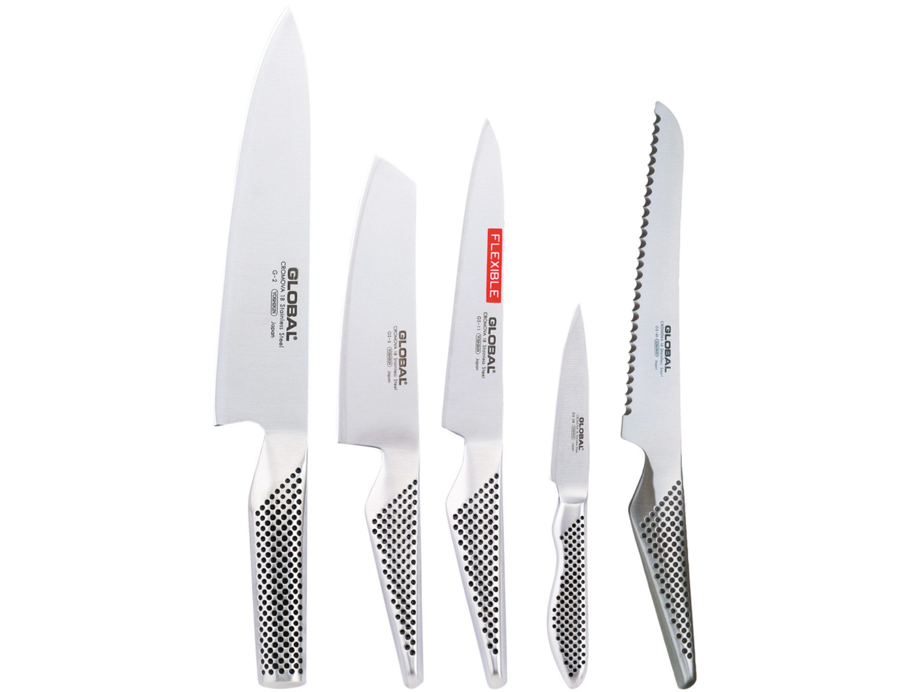 GLOBAL Messer-Set Global GKB-52/ST Messerblock Edelstahl mit 5 Messern, GKB-52/ST