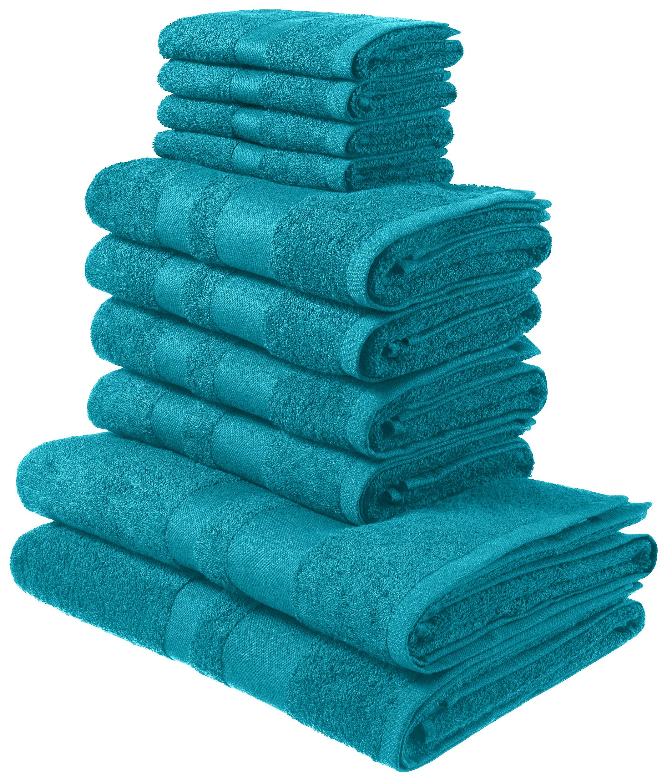 OTTO home Handtuch Set Vanessa, 10-tlg Handtuch-Set, weich, in Standard- und Premium-Qualität, Walkfrottee (Set, 10-St), 100% Baumwolle, Duschtücher, Handtücher, Gästetücher, mit Bordüre