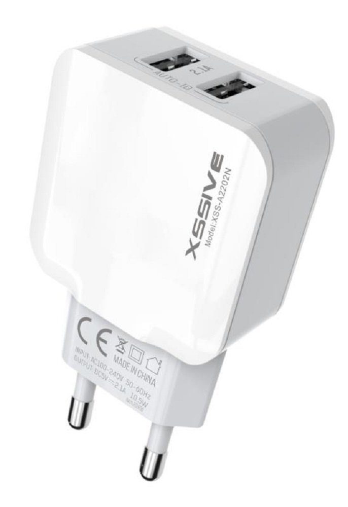 COFI 1453 2x USB 2.1A Schnell Wandladegerät Stecker mit 1m Typ-C Ladekabel weiß USB-Ladegerät