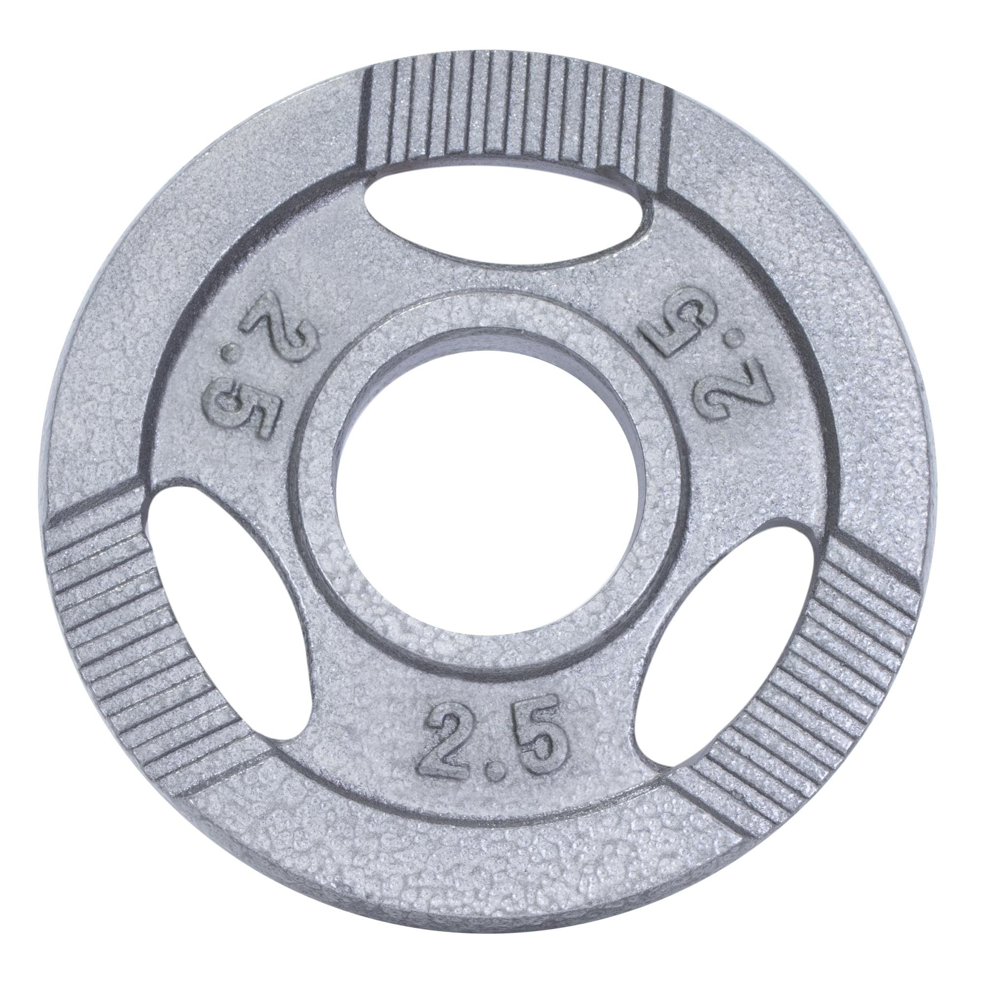 GORILLA SPORTS Hantelscheiben Einzeln/Set, Tri-Grip, 30/50mm, Gusseisen, Silber/Schwarz, Hanteln Set, Gewichtsscheiben, Gewichte von 0,5kg bis 30kg, für Krafttraining