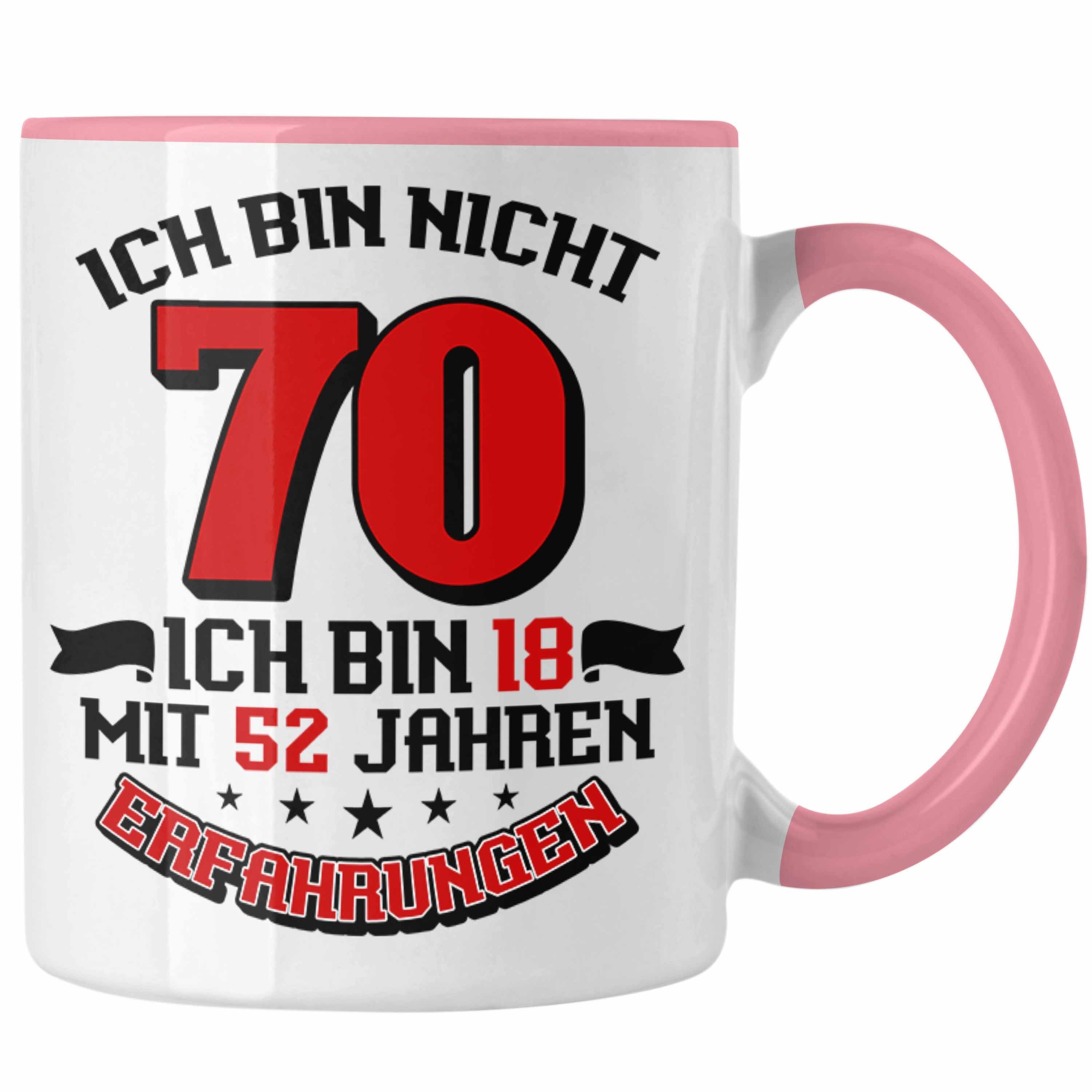 Trendation Tasse Tasse 70. Geburtstag Geschenkidee für Männer Frauen Spruch 70 Jahre 18 Rosa