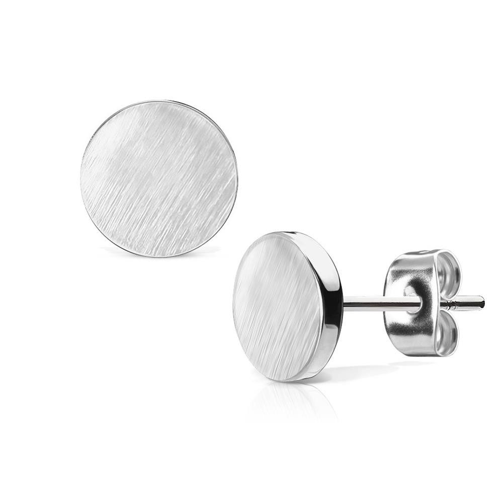 Ohrring-Set Silber - Ohrstecker rund gebürstet Silber aus Edelstahl Damen