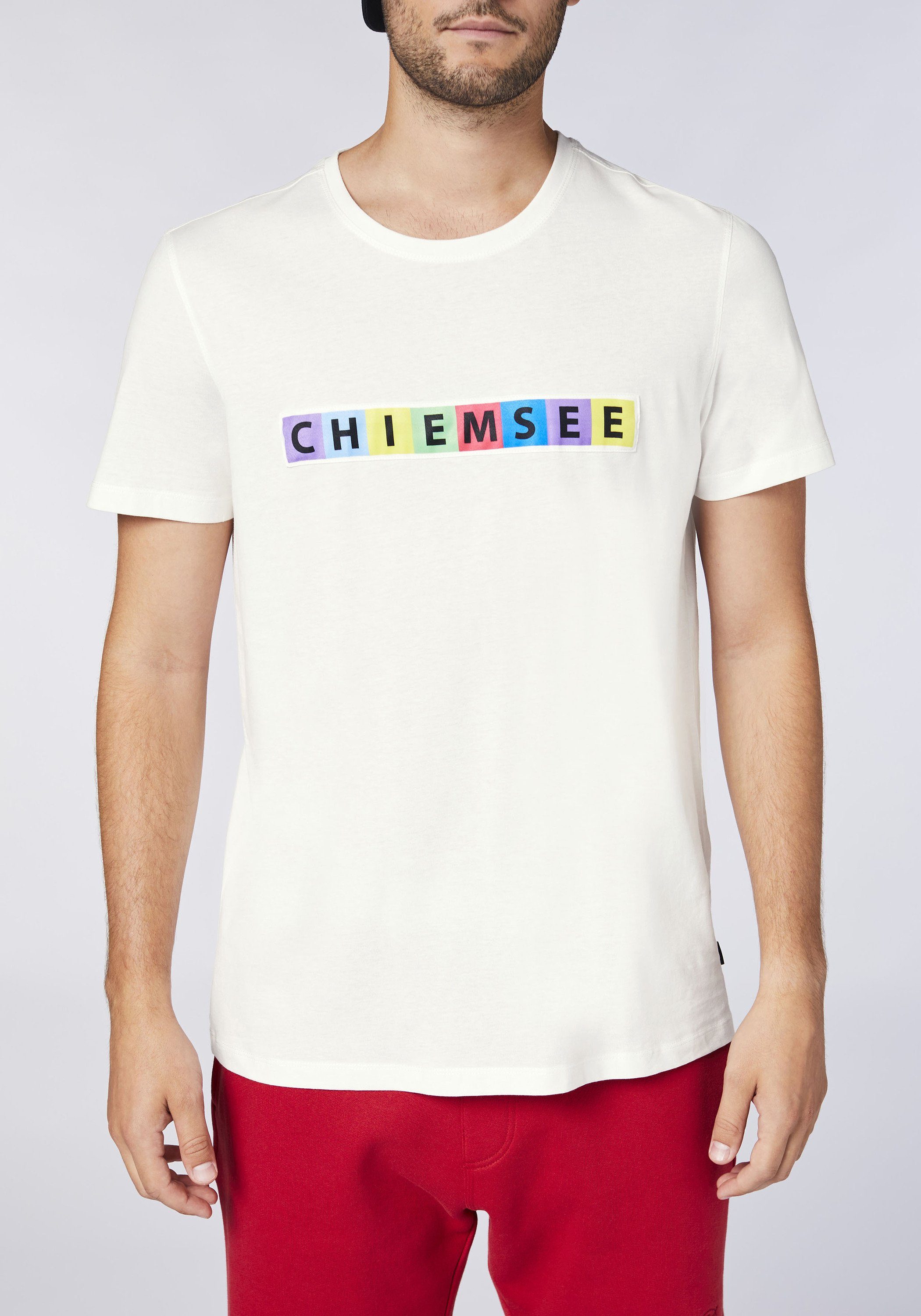 Print-Shirt Chiemsee T-Shirt White mit Star Multicolour-Logo