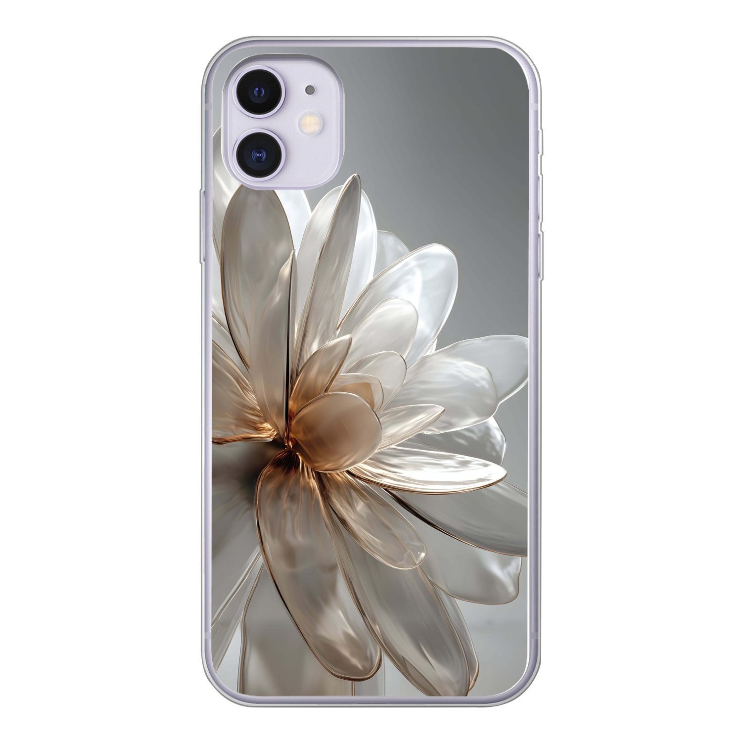 MuchoWow Handyhülle für Apple iPhone 11 Blume - Weiß - Neutral, Smartphone-Bumper, Print, Handy Schutzhülle Dünn