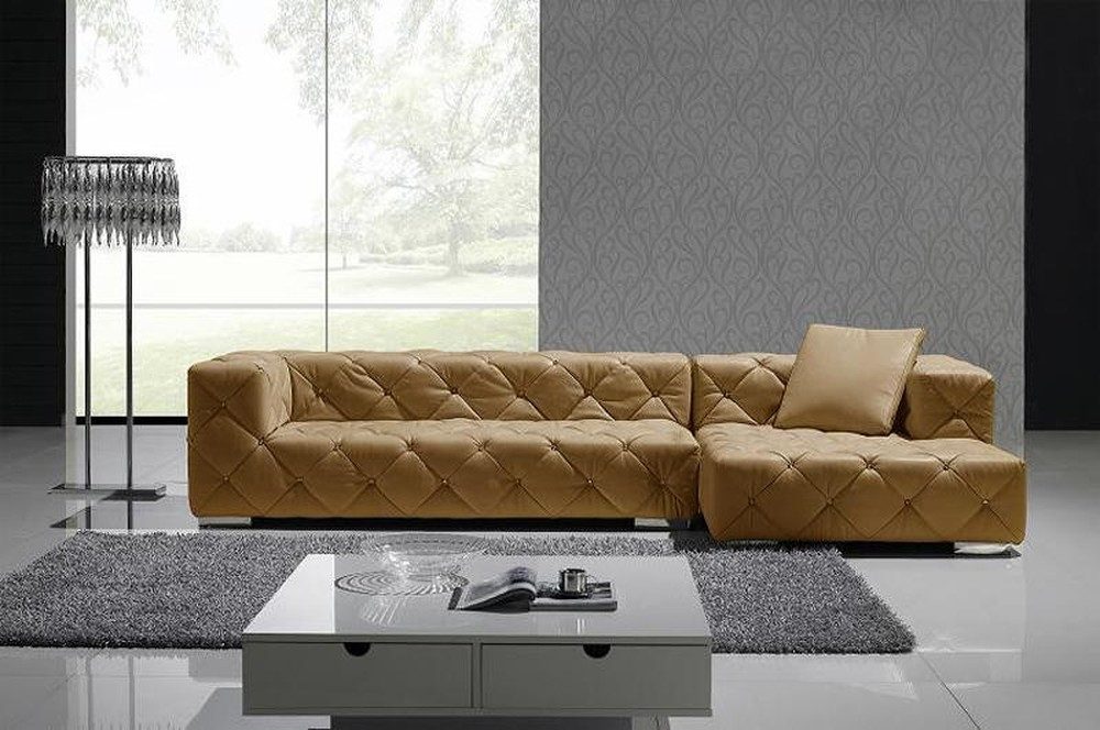 JVmoebel Chesterfield-Sofa Modernes Chesterfield Ledersofa - Elegante Eckwohnlandschaft, Made in Europa