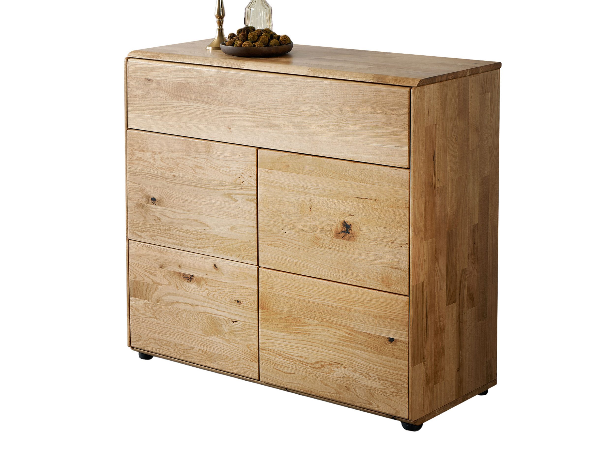 Massivart® Kommode 100 cm Breite 1 Schublade Wildeiche massiv geölt »SKOV«, Massivholz · 2 Drehtüren · 1 Einlegeboden · viel Stauraum