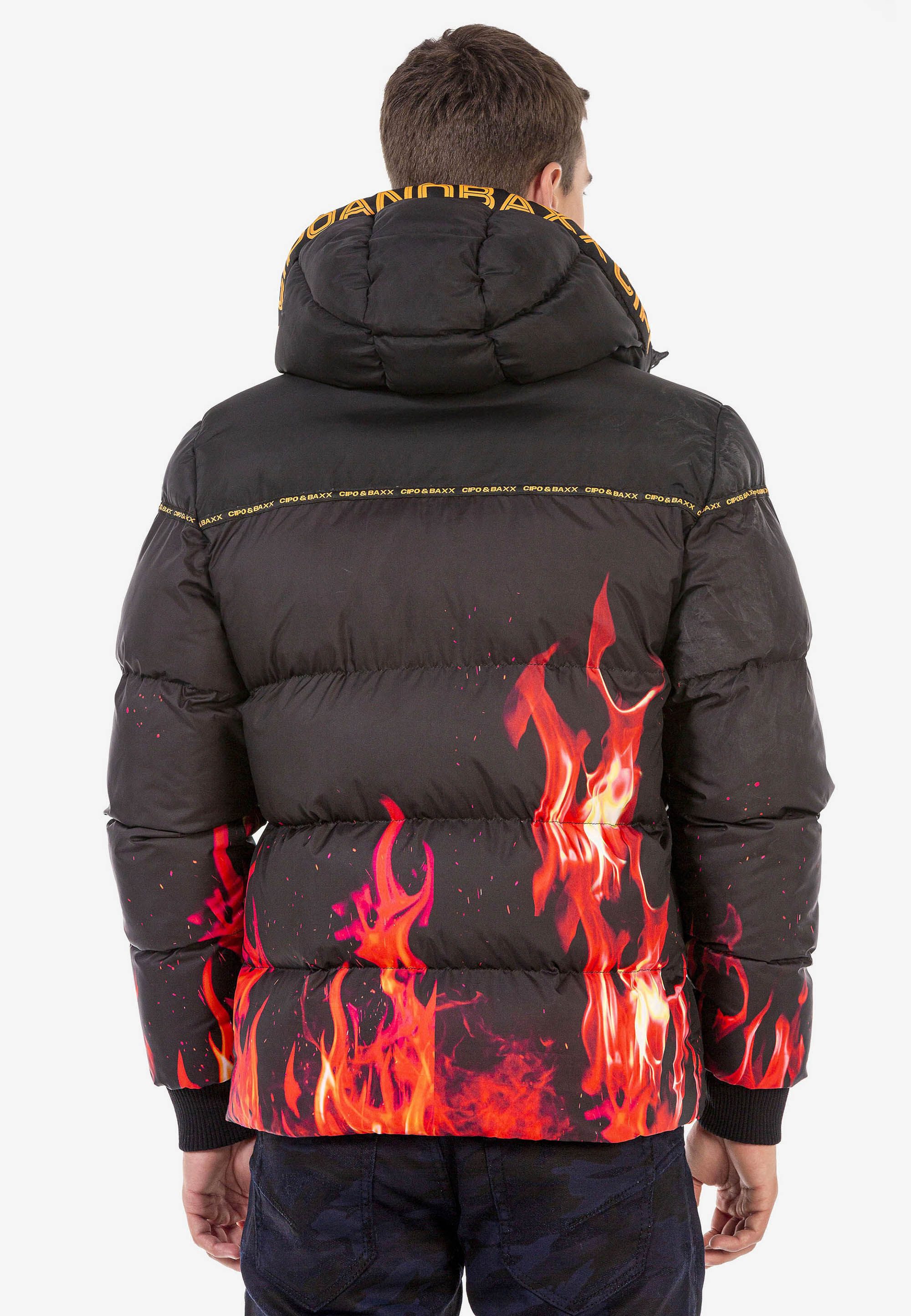 Cipo & Baxx Winterjacke Winterjacke mit Flammen-Motiv