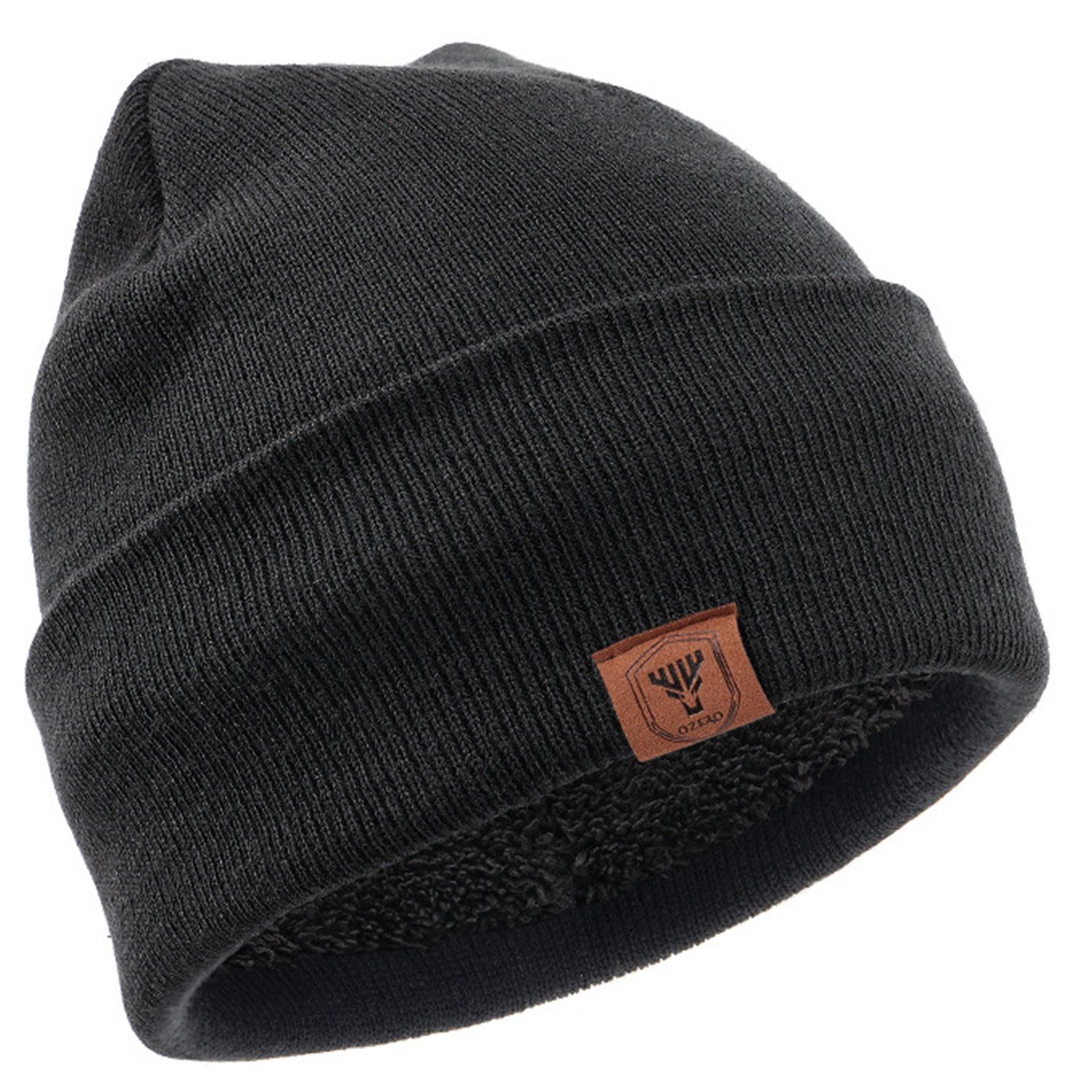 Haiaveng Strickmütze Damen Herren Winter Warm Beanie Müte Strickmütze Slouchy Wintermütze Cuffed Skull Cap mit Fleece Gefüttert Schwarz | Strickmützen