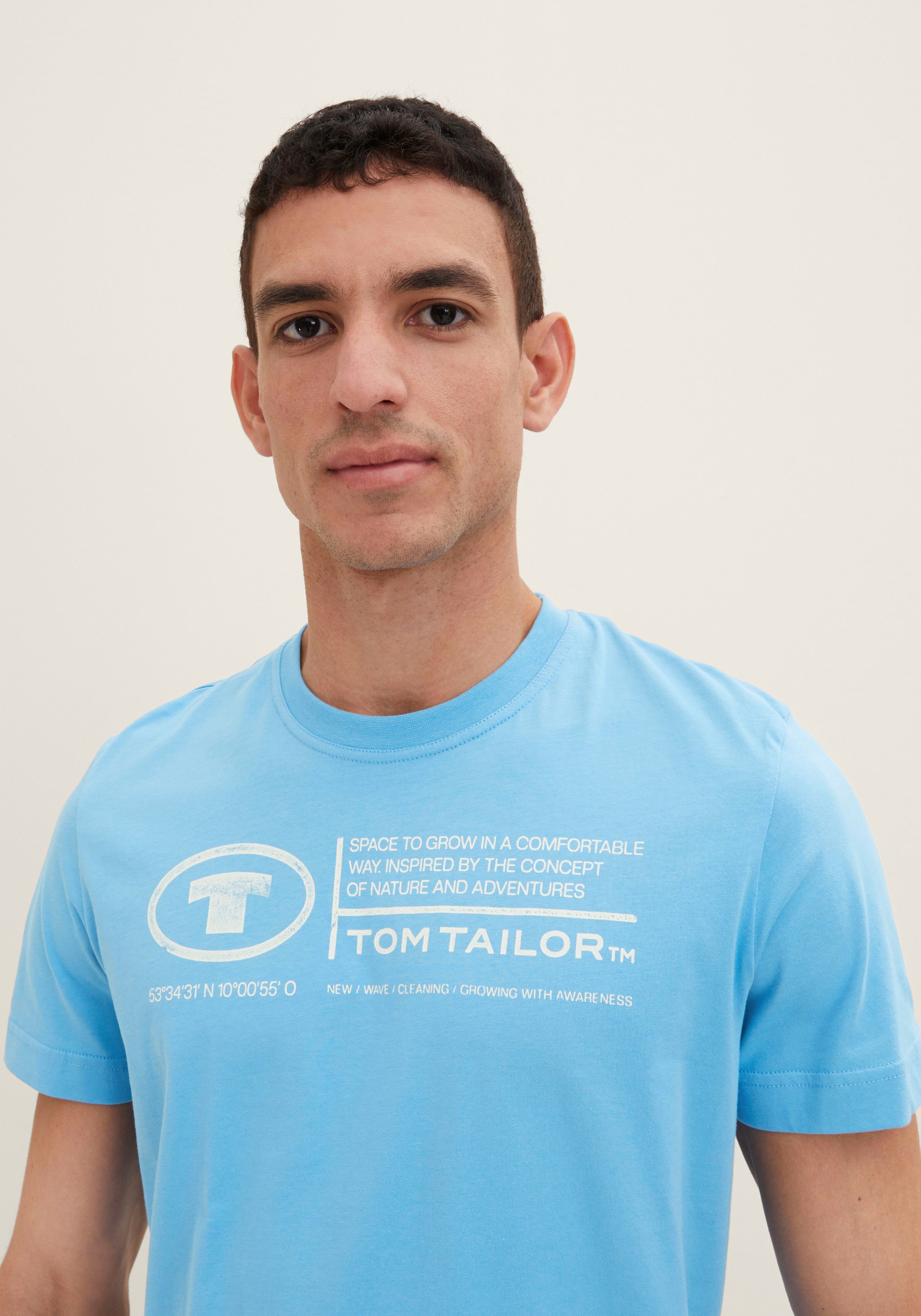 hellblau Print-Shirt Frontprint T-Shirt TOM Herren Tom TAILOR Tailor