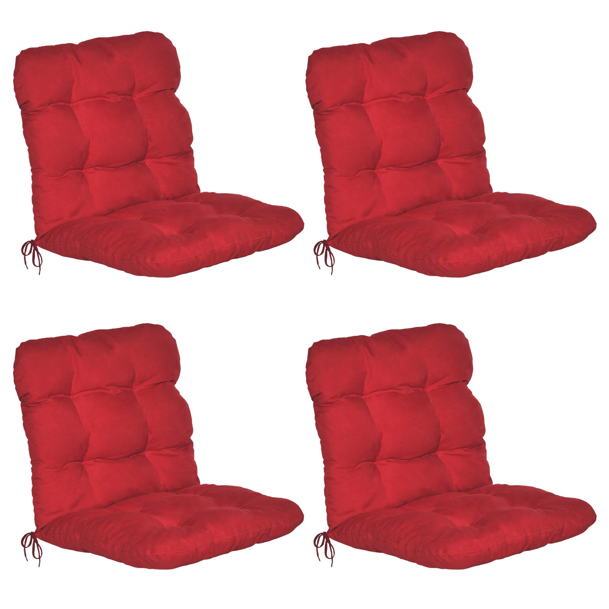 Beautissu Sitzauflage 4er Set Niedriglehner Auflagen Set Flair NL, 100x50x8cm, Rot, 4er Sitzkissen Niederlehner, Sitzpolster Gartenstuhl & Gartenmöbel