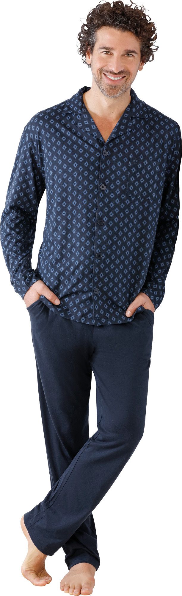 Hajo Pyjama Herren-Schlafanzug Single-Jersey gemustert