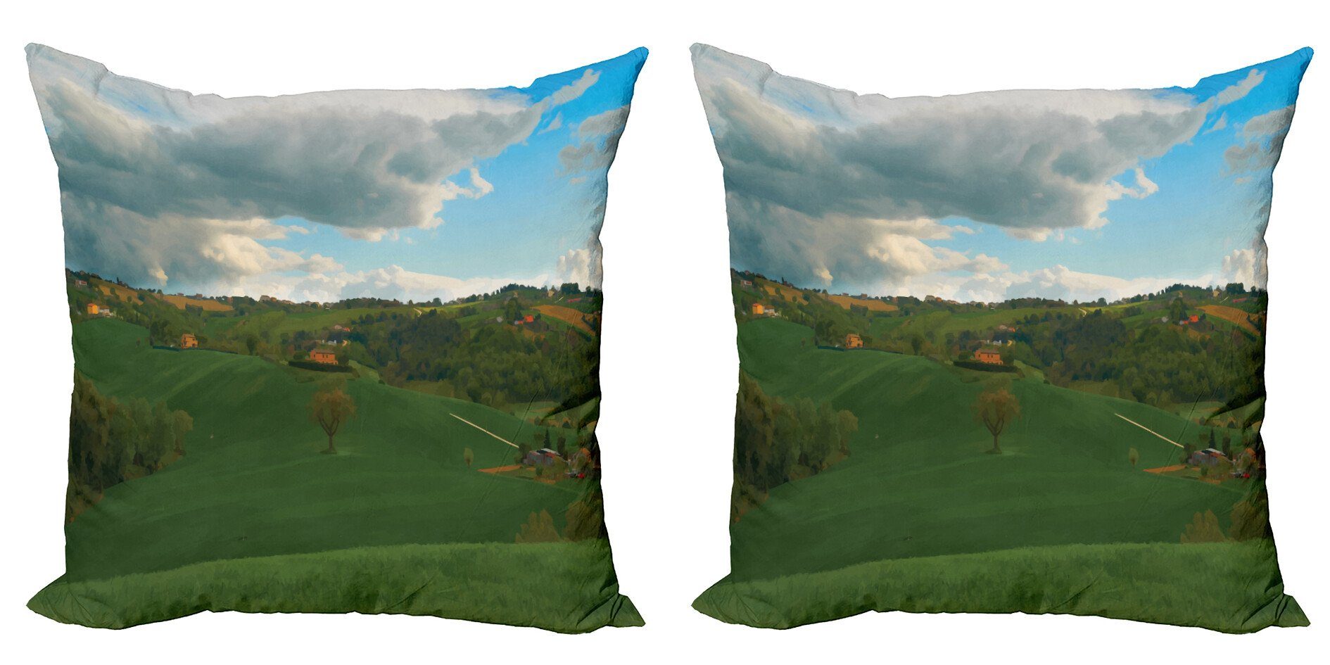 Accent Landschaft Kissenbezüge (2 Ländliche Modern Abakuhaus Golfplatz-Szene Doppelseitiger Digitaldruck, Stück),
