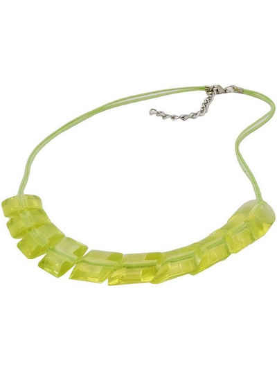 Gallay Perlenkette Schrägperle Kunststoff kiwigrün-transparent Kordel hellgrün 45cm (1-tlg)