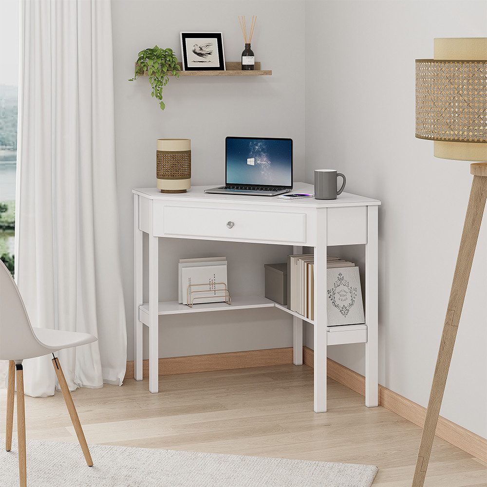 Vicco Eckschreibtisch Velto, Weiß, 75 x 71.6 cm (1-St)