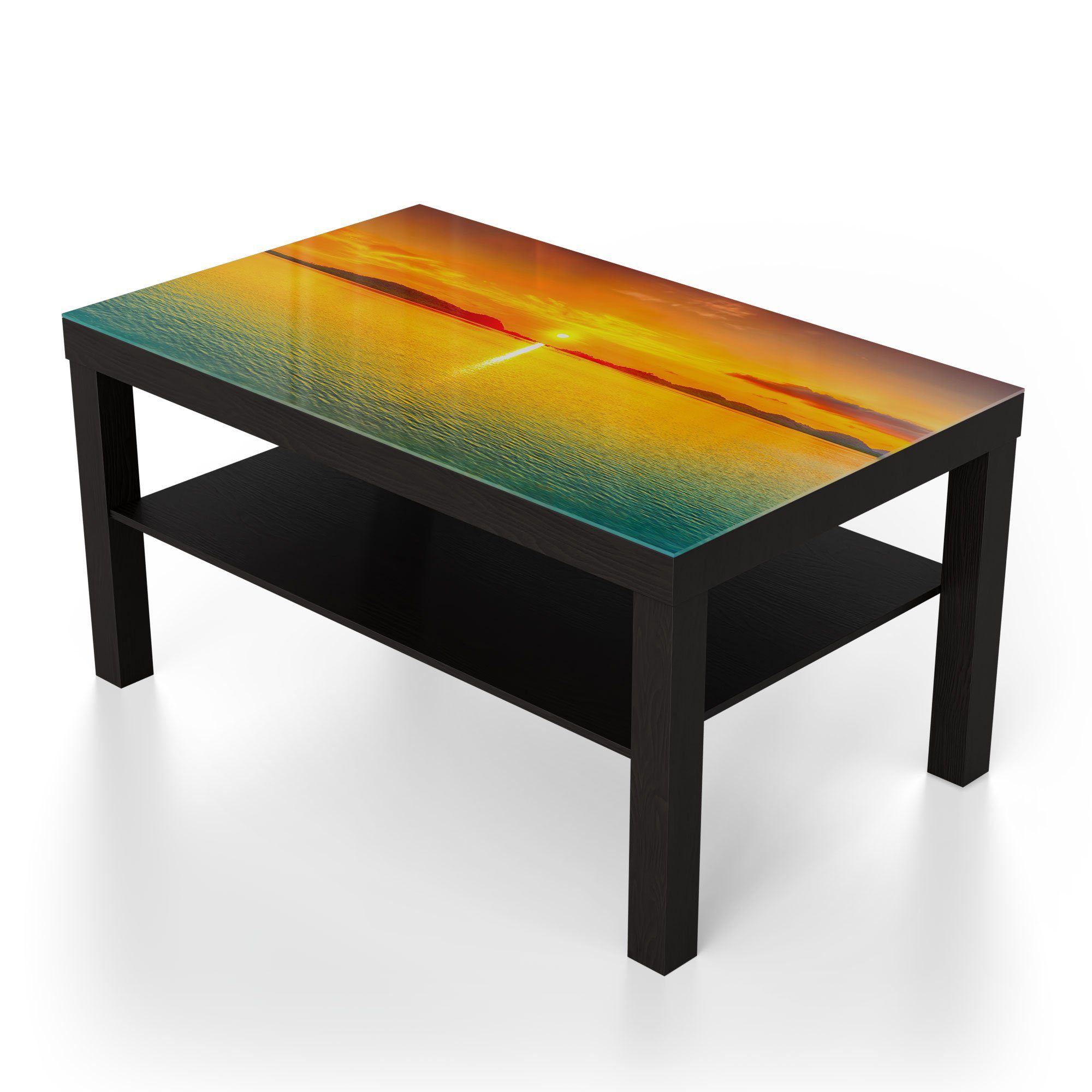 'Abendsonne modern am Glastisch Schwarz Horizont', Beistelltisch Glas DEQORI Couchtisch