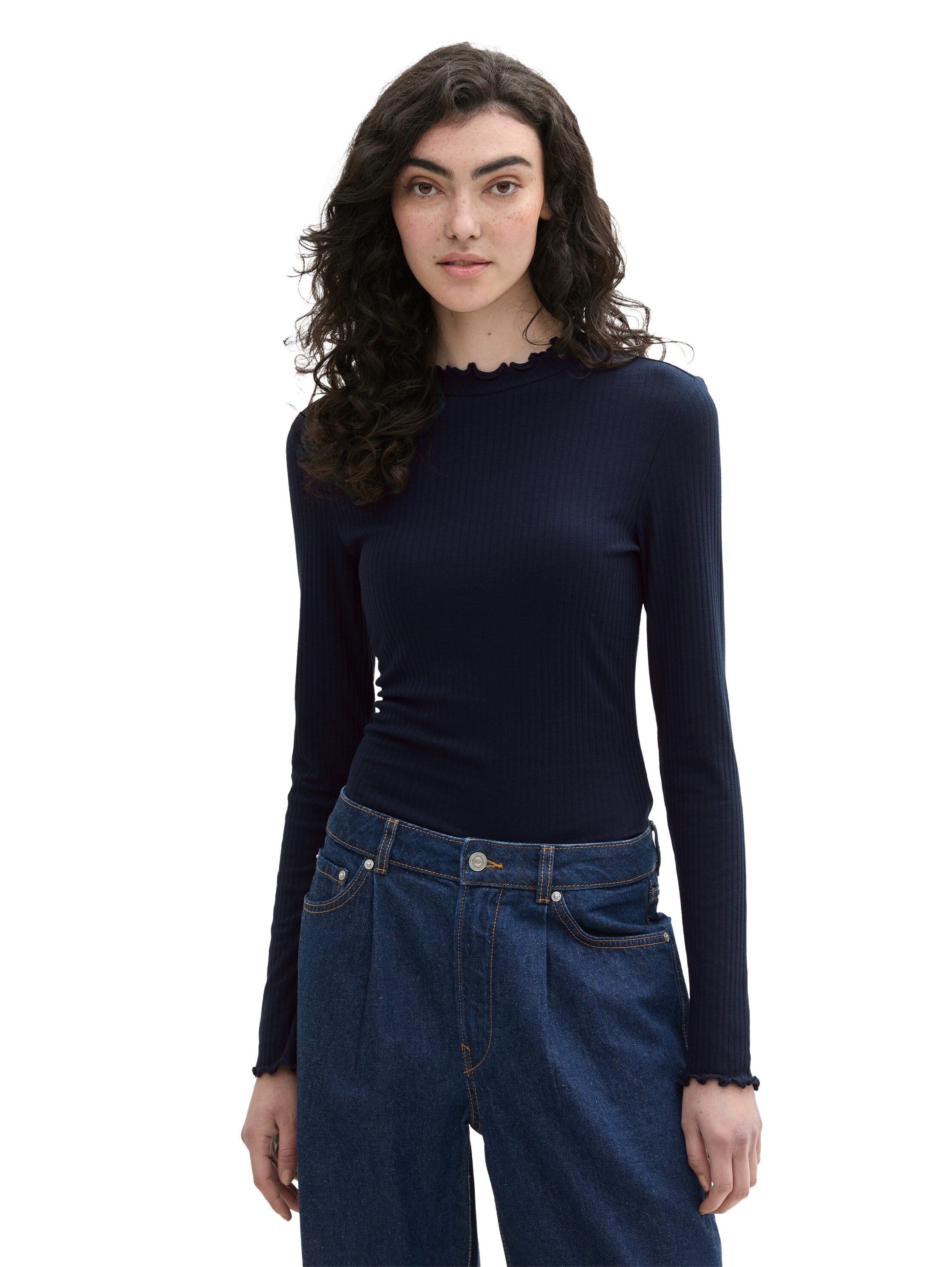 TOM TAILOR Denim Langarmshirt mit Rippstruktur günstig online kaufen