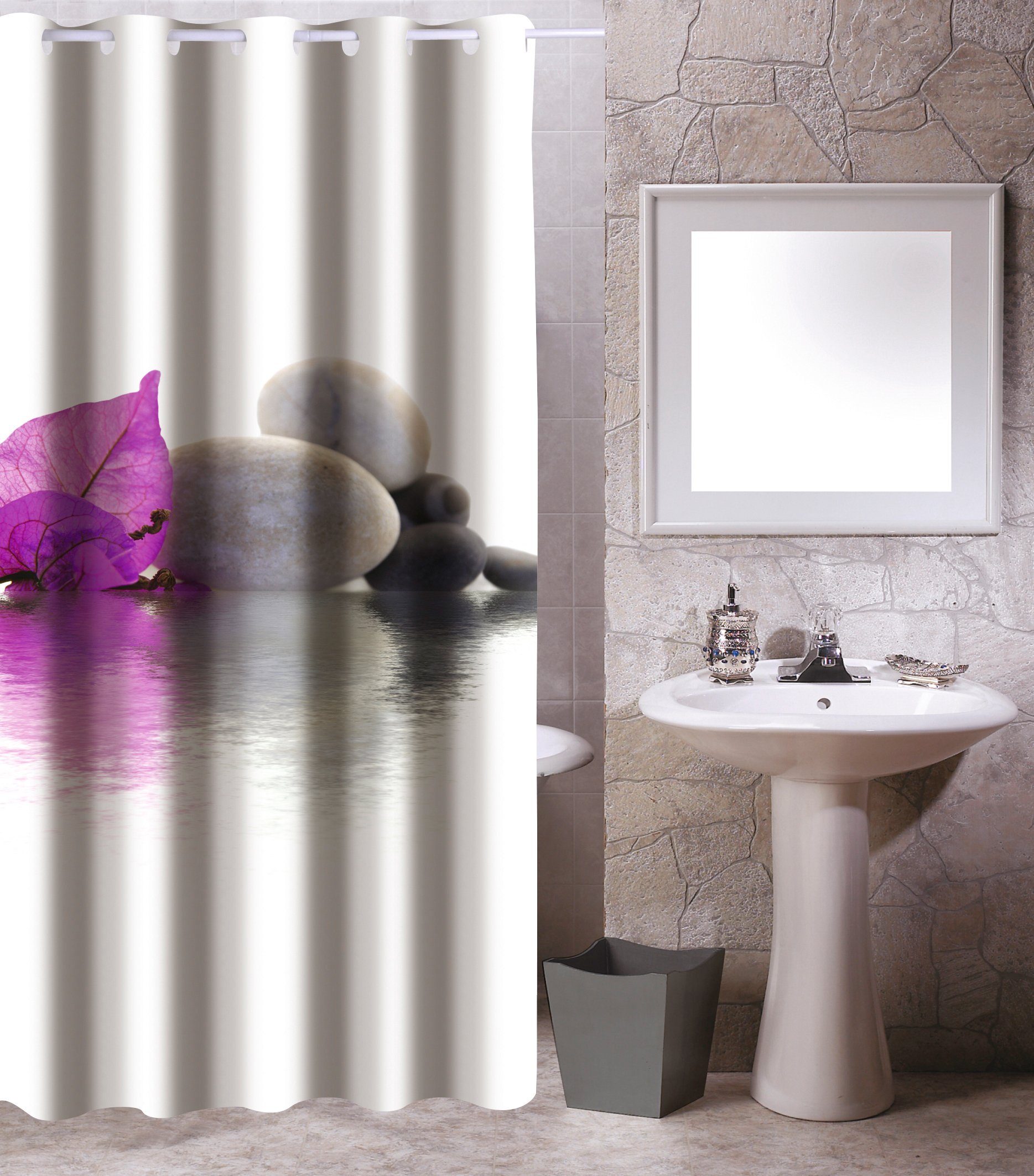 MSV Duschvorhang Silber, 180x200 Cm – Moderner Look, Wasserabweisend