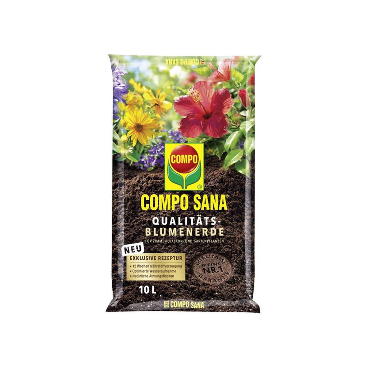 Compo Blumenerde 8111311, (Einzeln, im 10 Liter Sack), Sofort- und Langzeitdüngung bis zu 12 Wochen