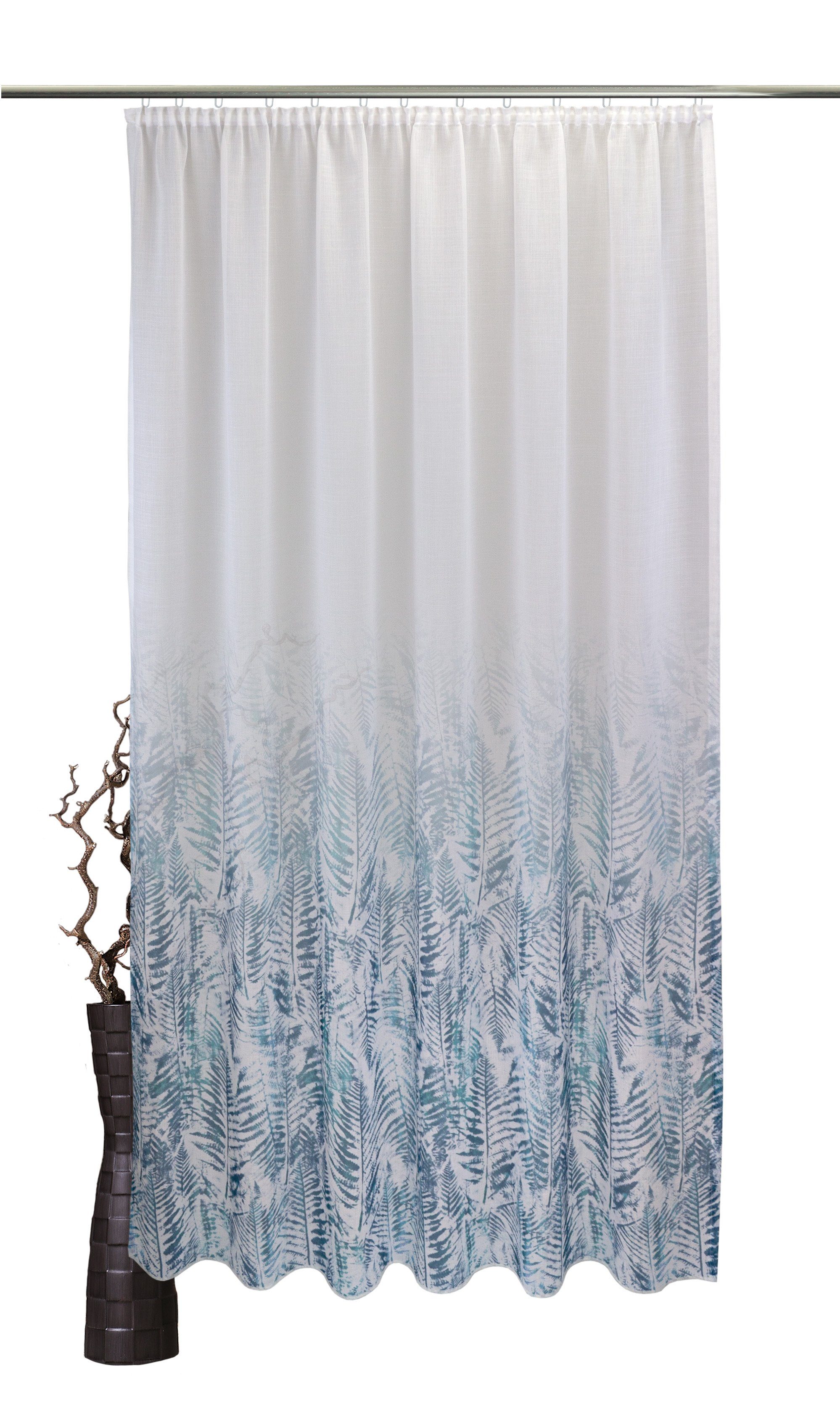 Vorhang Alessa, VHG, Kräuselband (1 St), halbtransparent, Digitaldruck, Farbverlauf, Aquarell blau
