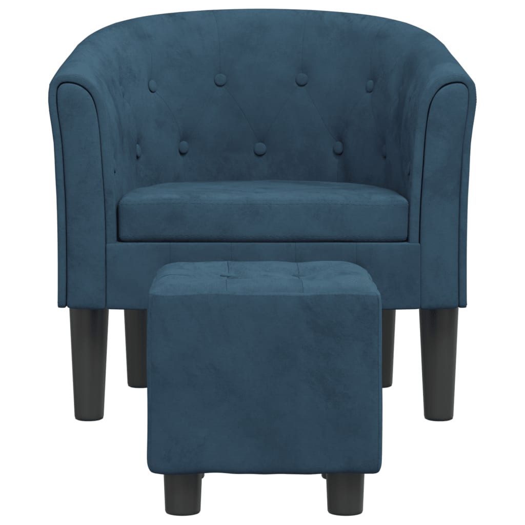 furnicato Cocktailsessel Moderner Clubsessel mit Fußhocker Dunkelblau 70x56x68 cm (1-St)